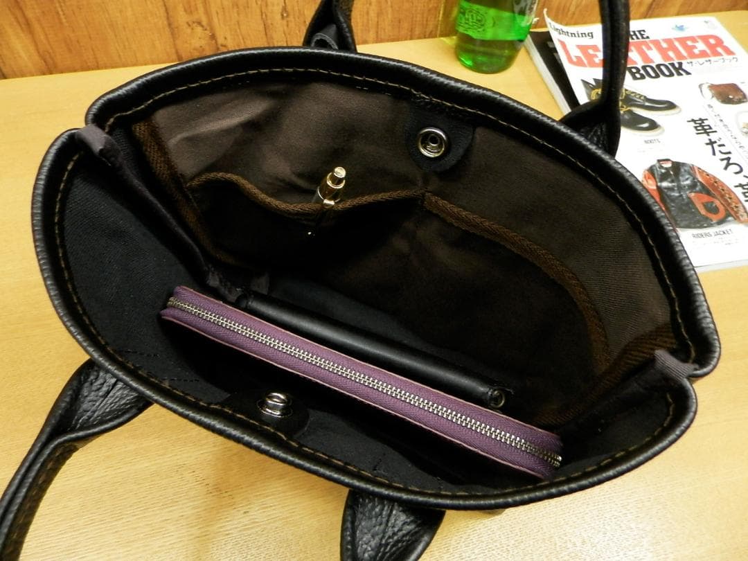 ☆XSサイズ☆定番☆黒シュリンクレザーのミニトートバッグ姫路ハンドメイド本革