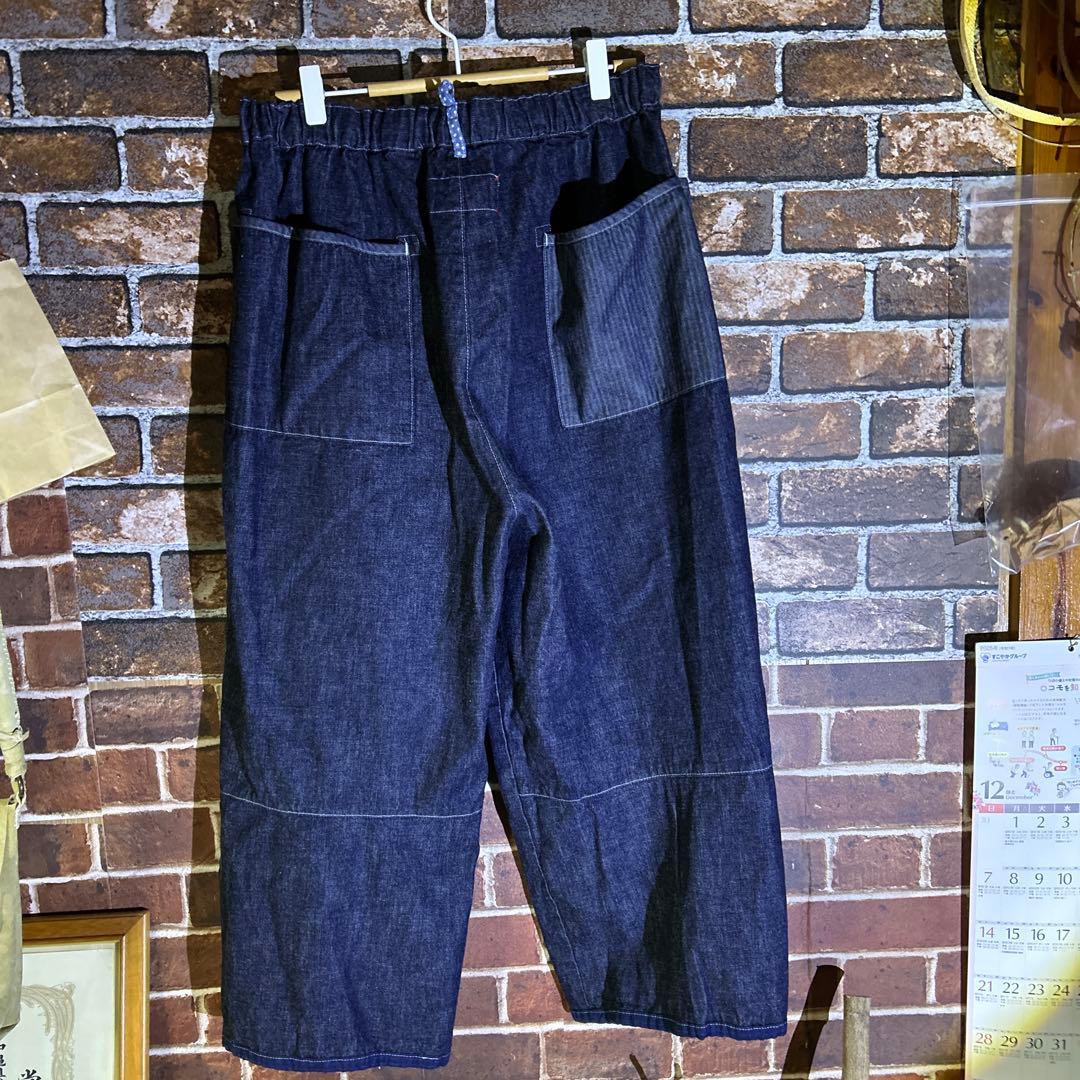 ダークブルー デニム ワイドパンツ快晴堂男女兼用