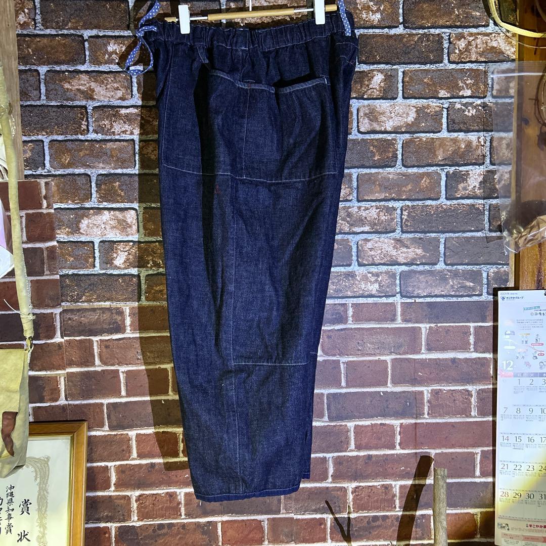 ダークブルー デニム ワイドパンツ快晴堂男女兼用