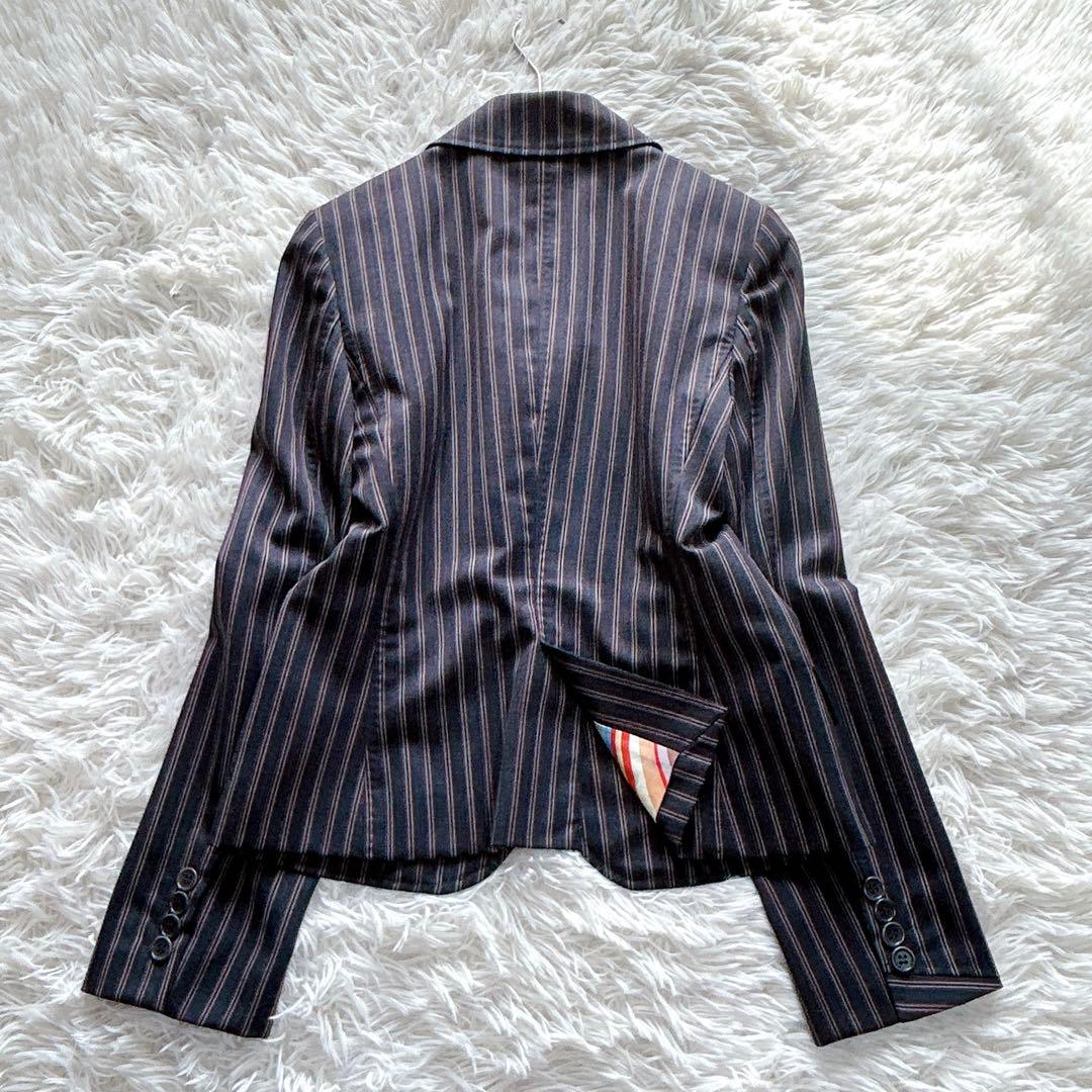 【外観美品】Paul Smith　総柄裏地　パンツスーツ　ストライプ　38／M