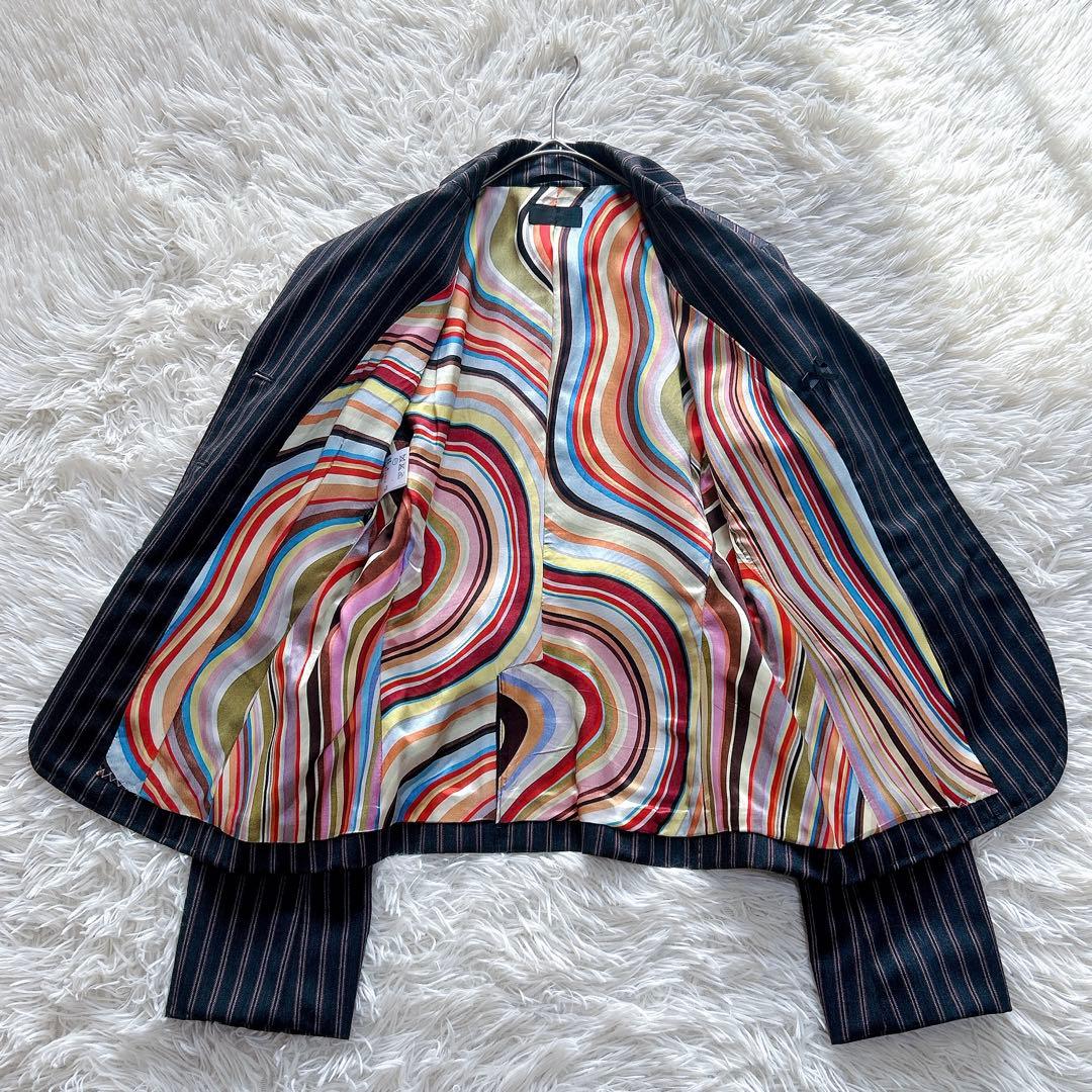 【外観美品】Paul Smith　総柄裏地　パンツスーツ　ストライプ　38／M