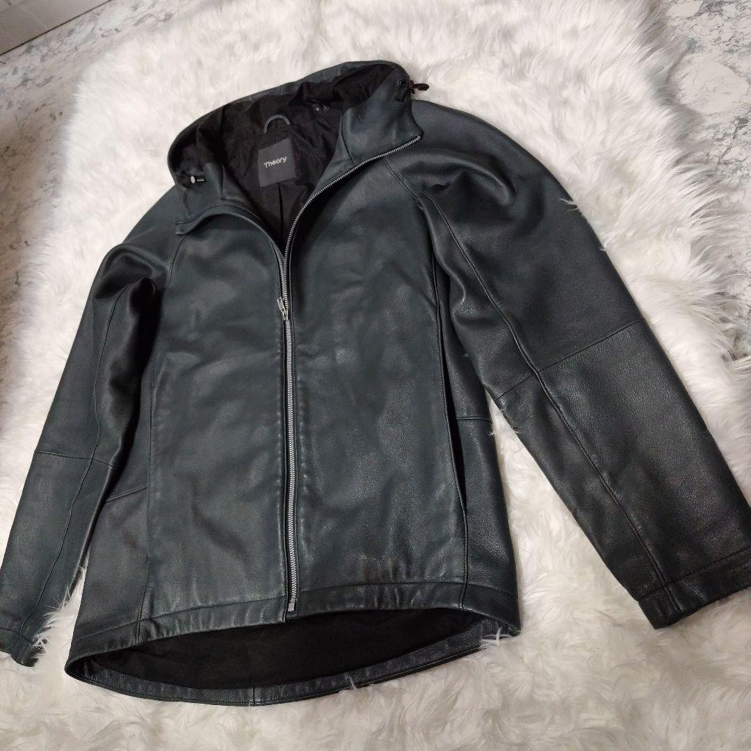 TheoryBYRN L　フーデッドレザー（羊革） ジャケット