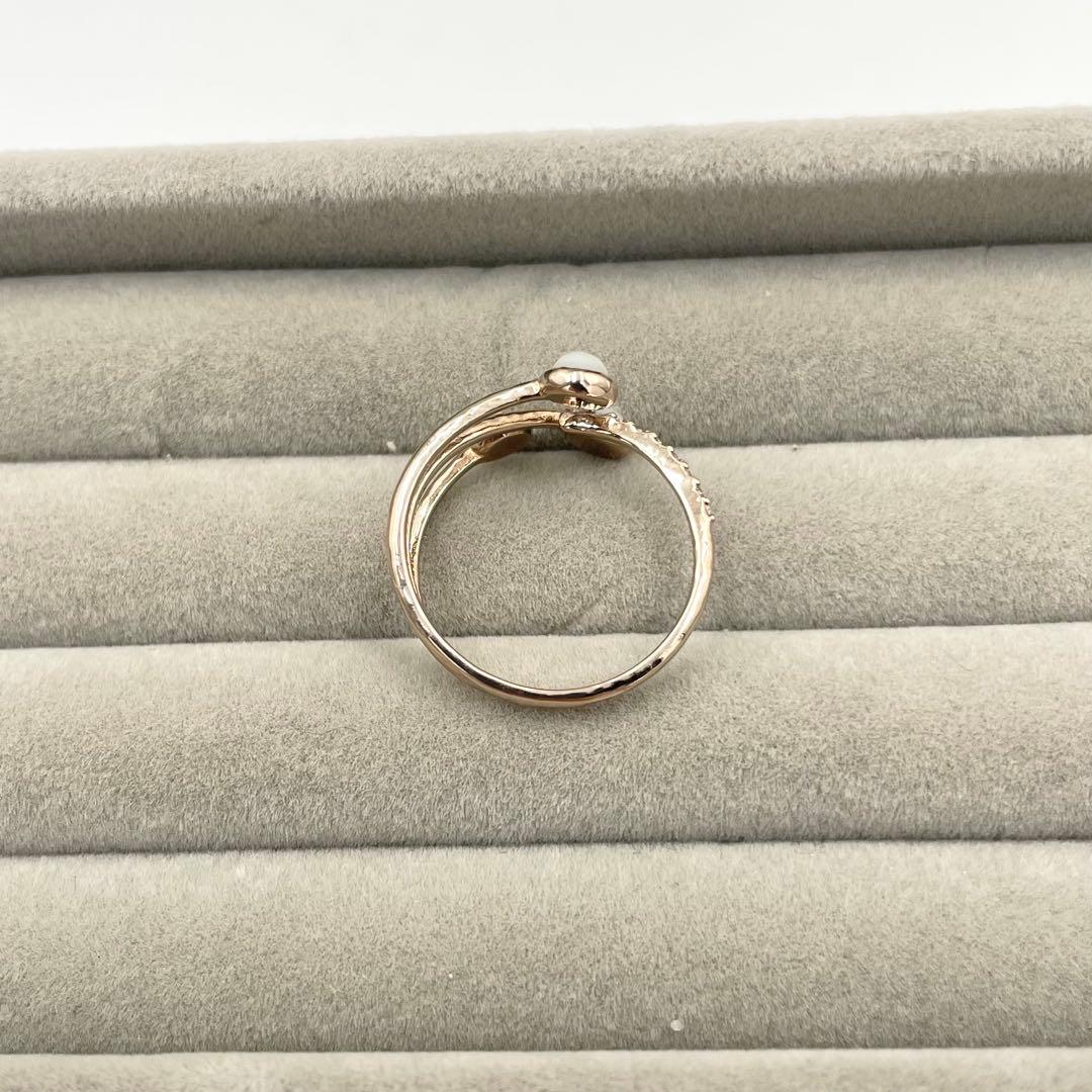 極美品★シエナロゼ　MIRROR 白蝶貝　リング　ロゼチナ　9Pダイヤ　12号