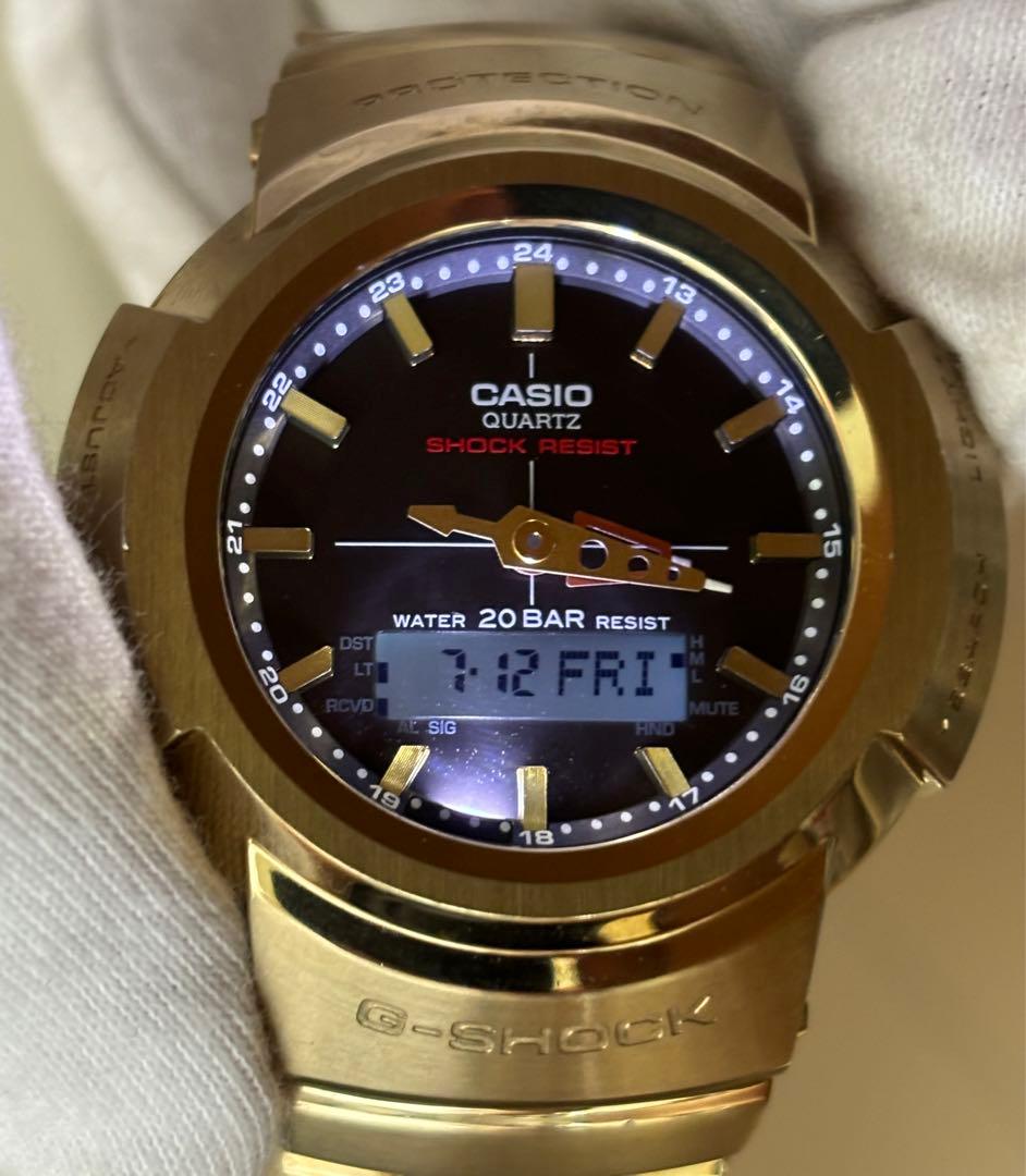 G-SHOCK/フルメタル/AWM-500/ゴールド/電波/ソーラー/時計/箱付