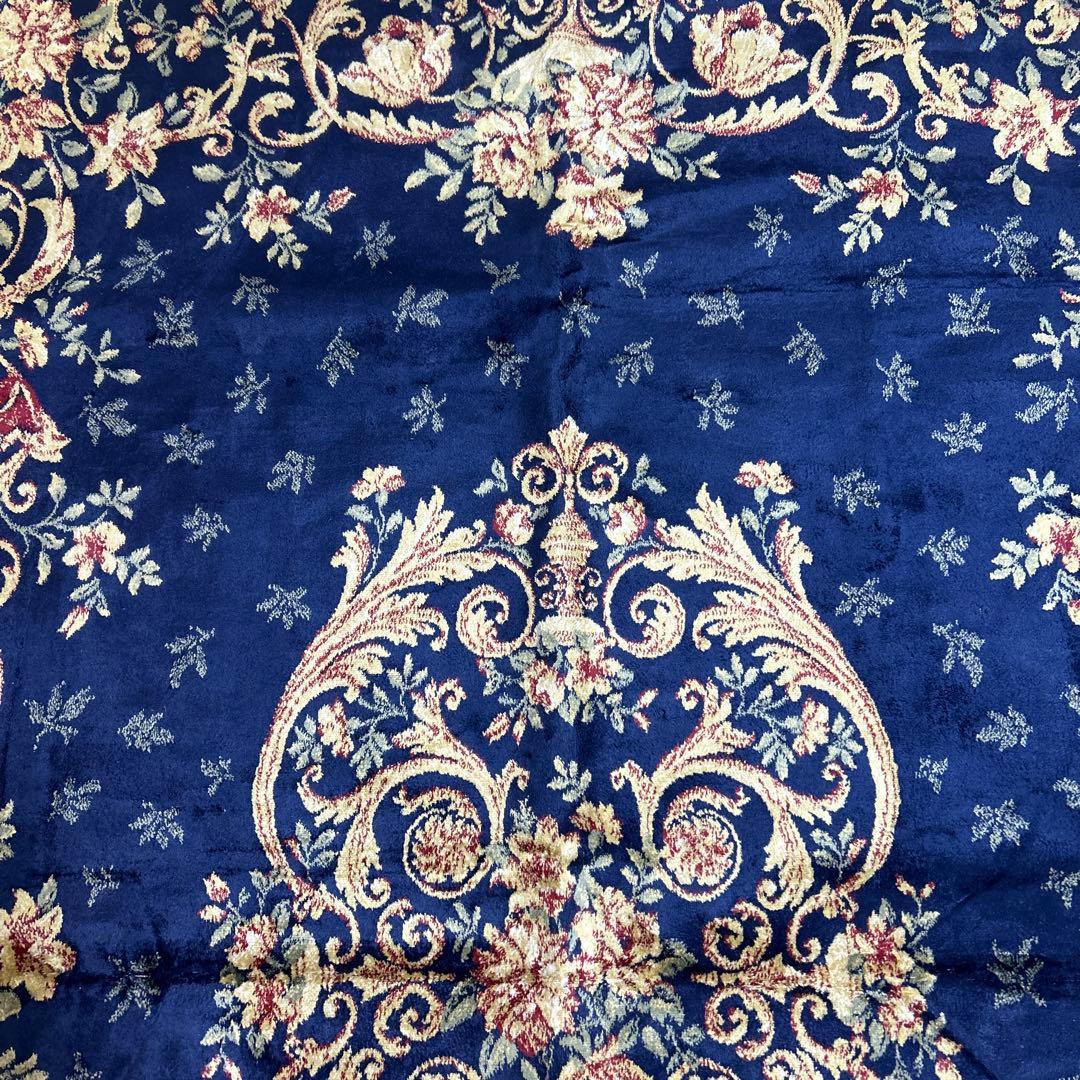 ペルシャ絨毯風　ネイビーブルー フローラルラグ 大判　137×187センチ