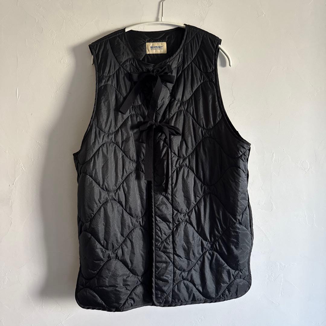 BEAMS BOY ブラック キルティングベスト　ライナーベスト