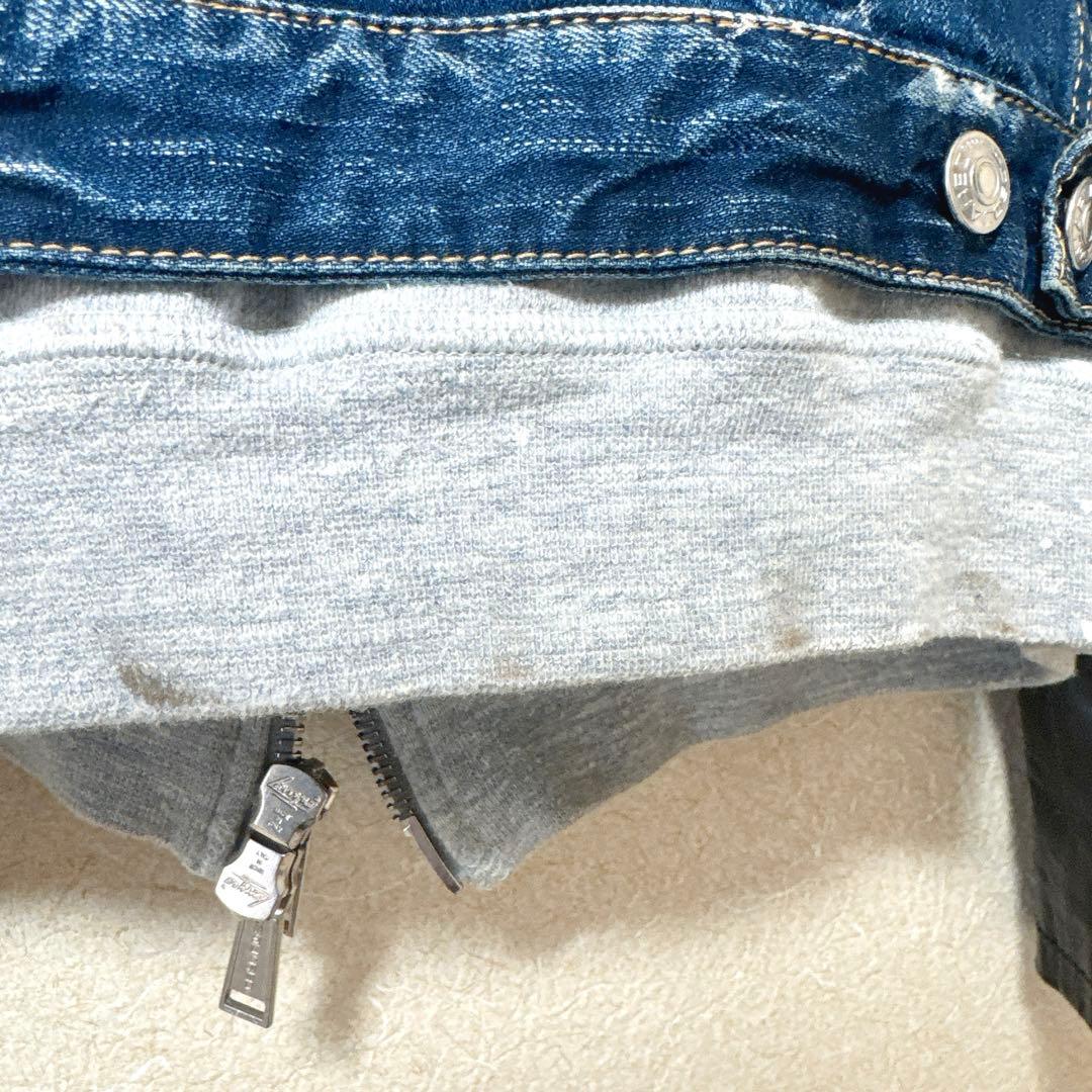 DSQUARED2 デニム ジャケット 袖レザー 46 ダメージ加工 パーカー