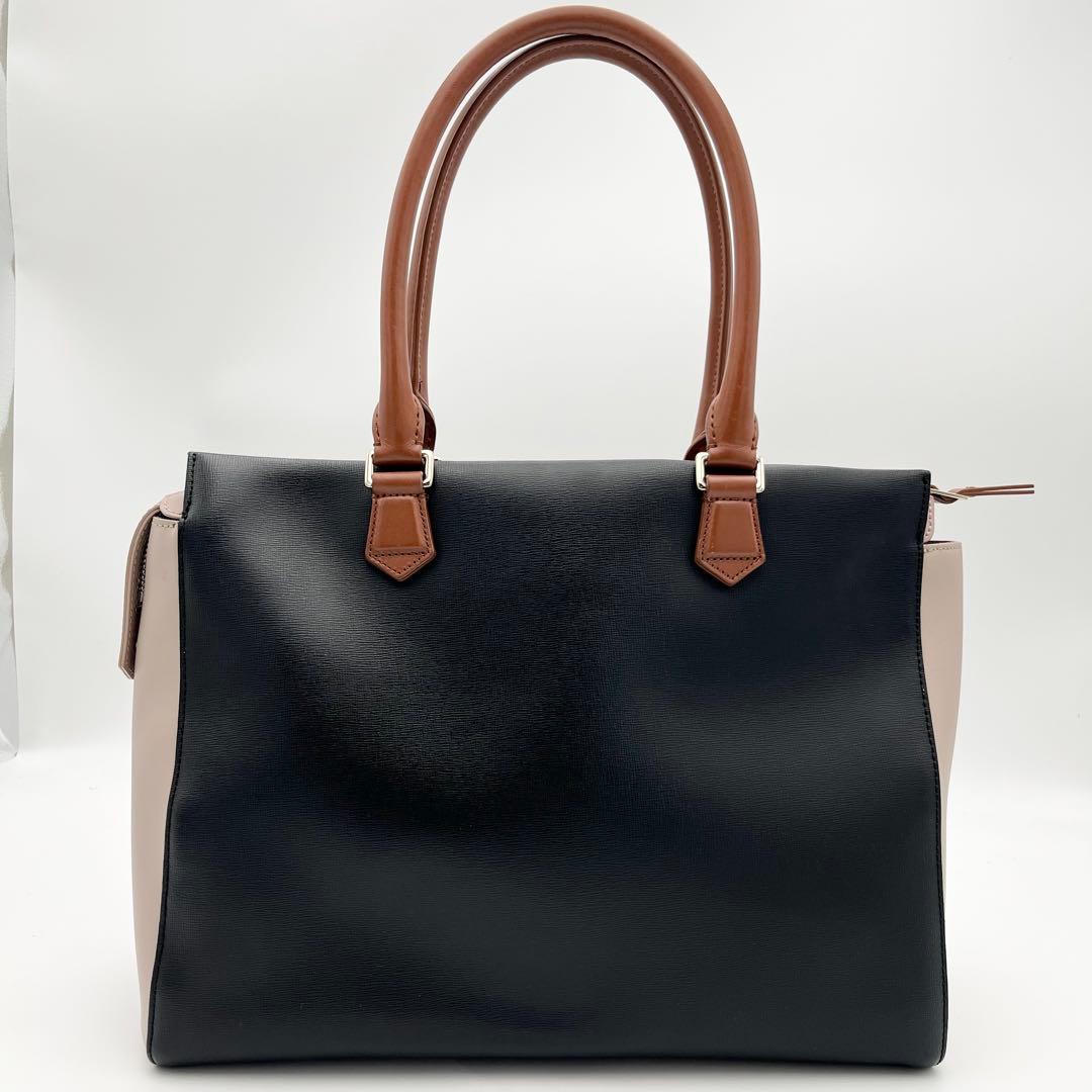 極美 ポールスミス カラーブロック レザー トートバッグ 肩掛け可 バイカラー