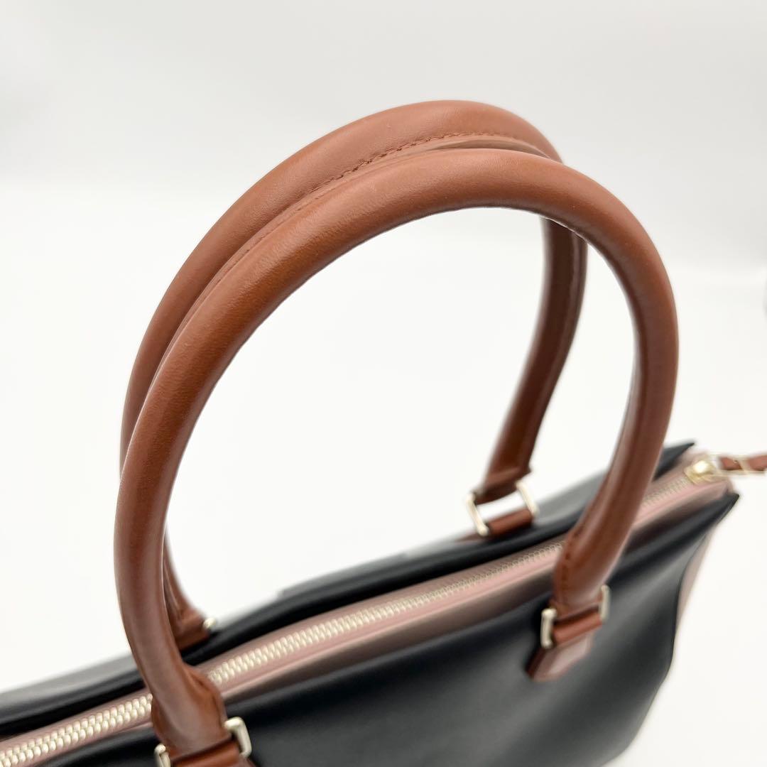 極美 ポールスミス カラーブロック レザー トートバッグ 肩掛け可 バイカラー