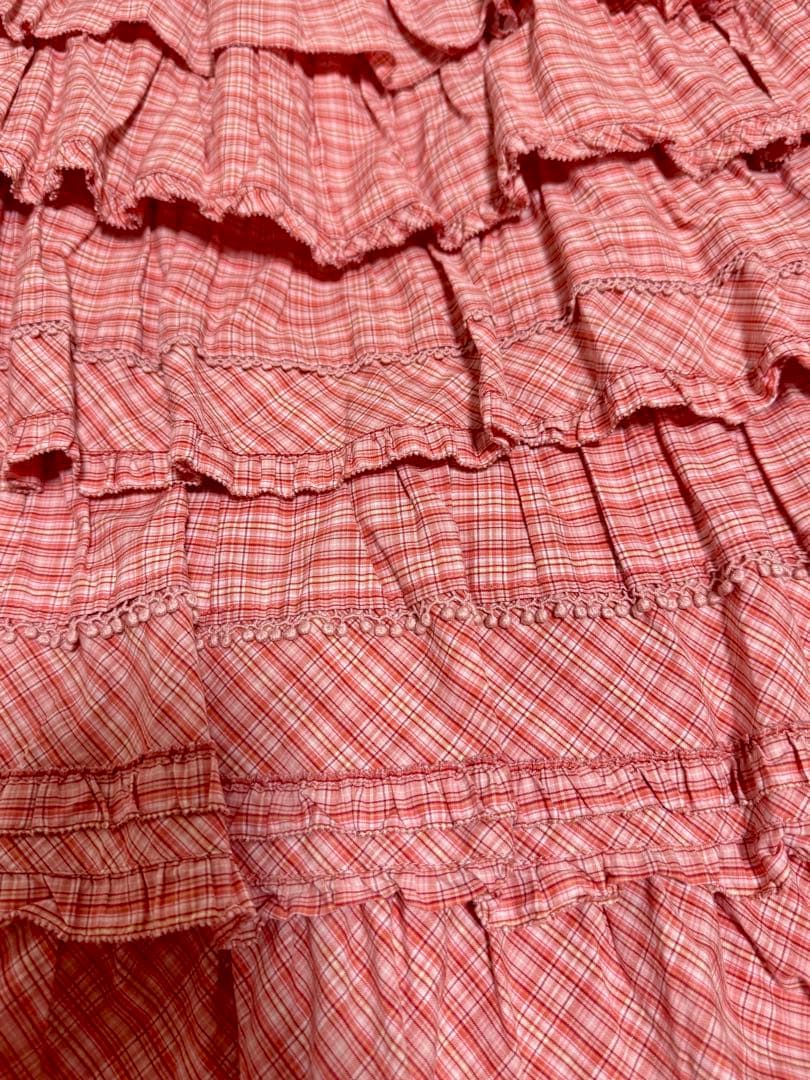 ピンクハウス ピンク系 チェック 段々フリルスカート