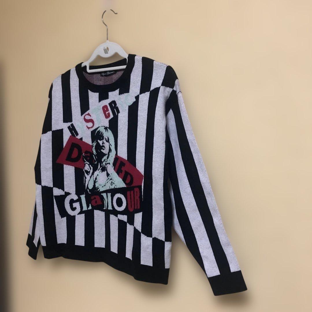 ヒステリック　ストライプ柄 グラフィックプリント ニットセーター