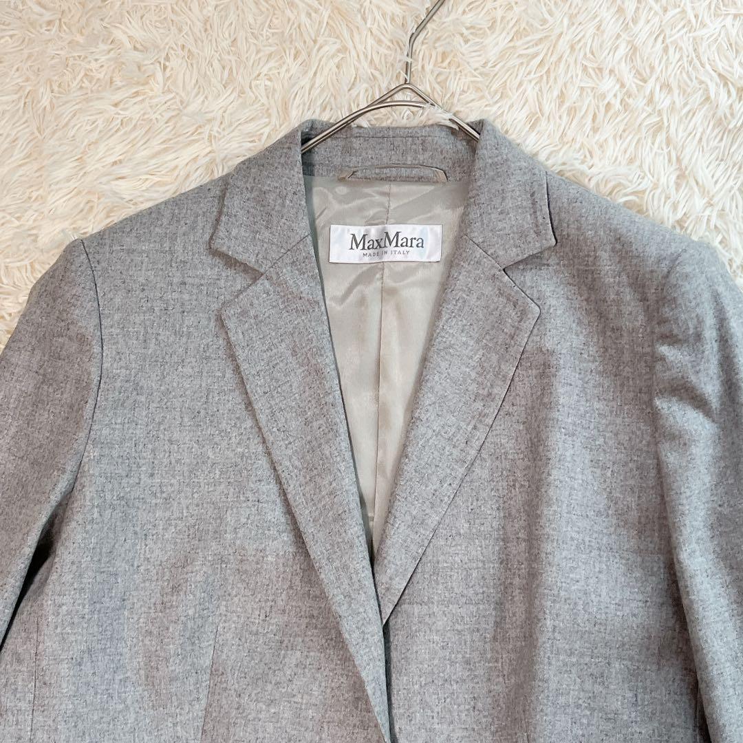 マックスマーラ パンツスーツ 白タグ カシミヤ混 セットアップ XL相当 グレー