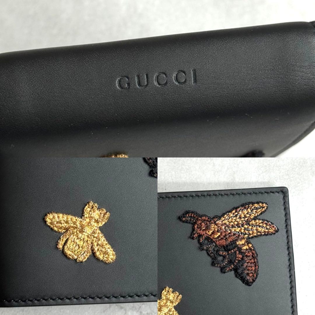 【希少/新品】 GUCCI グッチ / ビーアップリケマネークリップ ブラック
