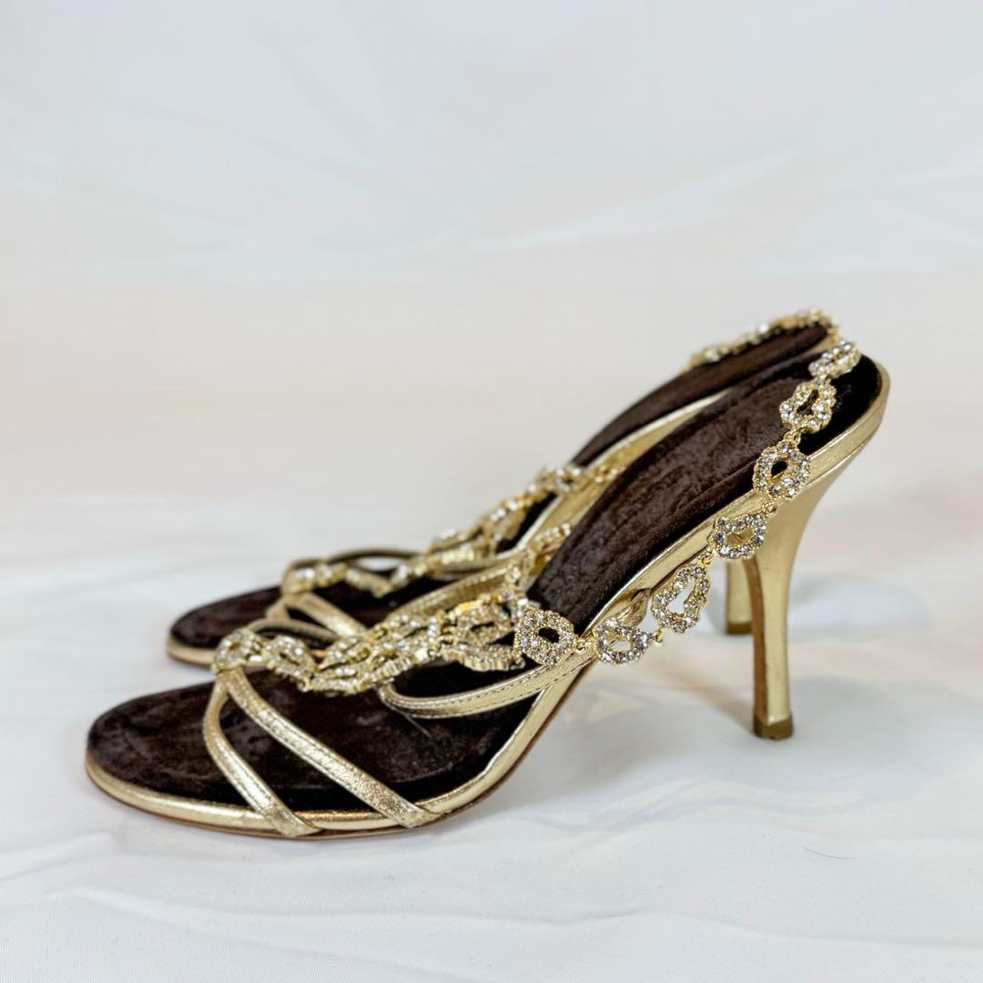 ジゼッペザノッティ VICINI ビジューサンダル 36 ゴールド