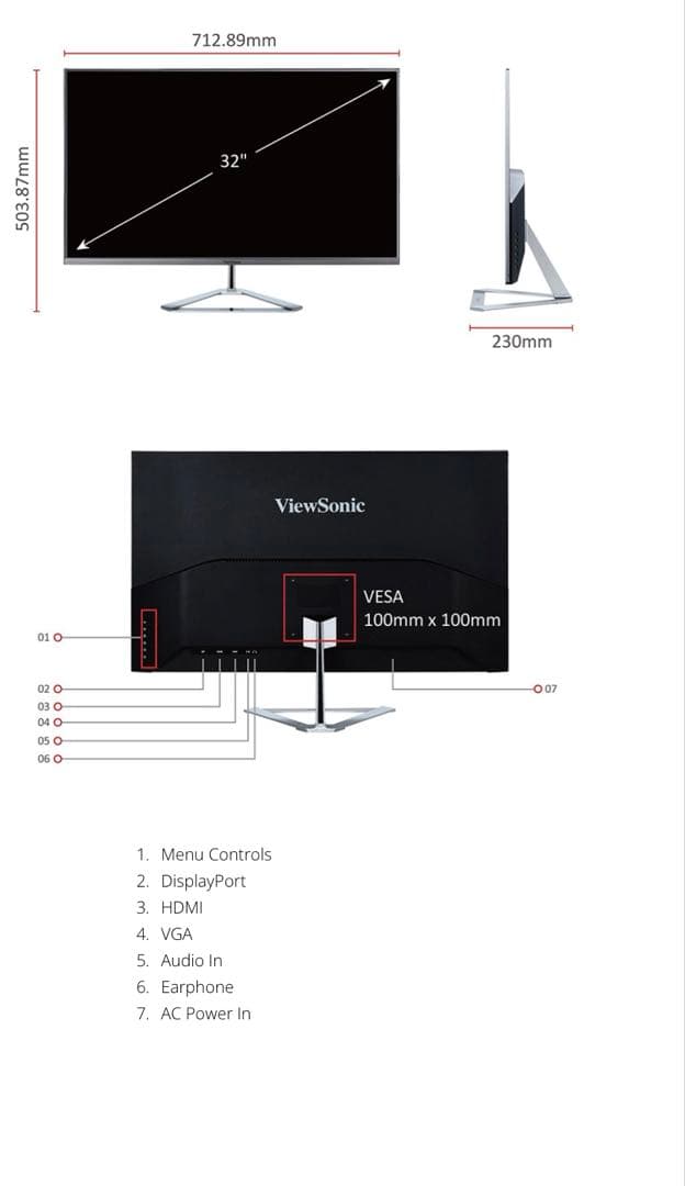 31.5型 WQHD IPS液晶モニター VX3276-2K-MHD-7