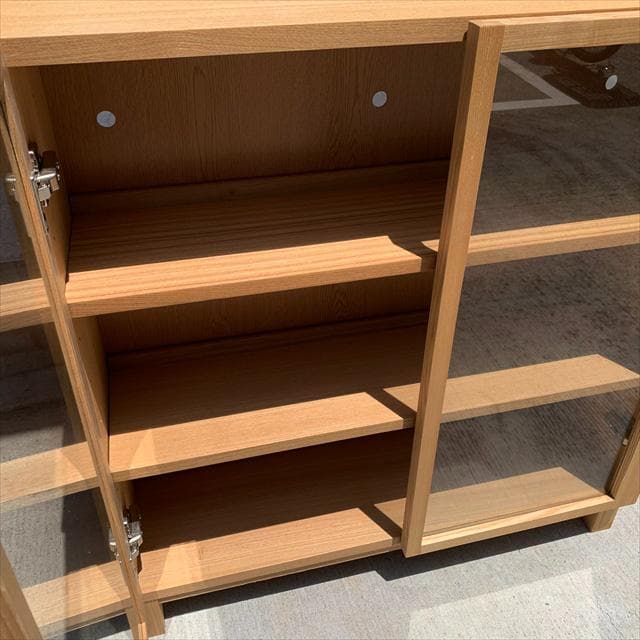 無印良品｜組み合わせて使える木製収納｜ブックキャビネット｜廃番｜ガラス扉付き｜