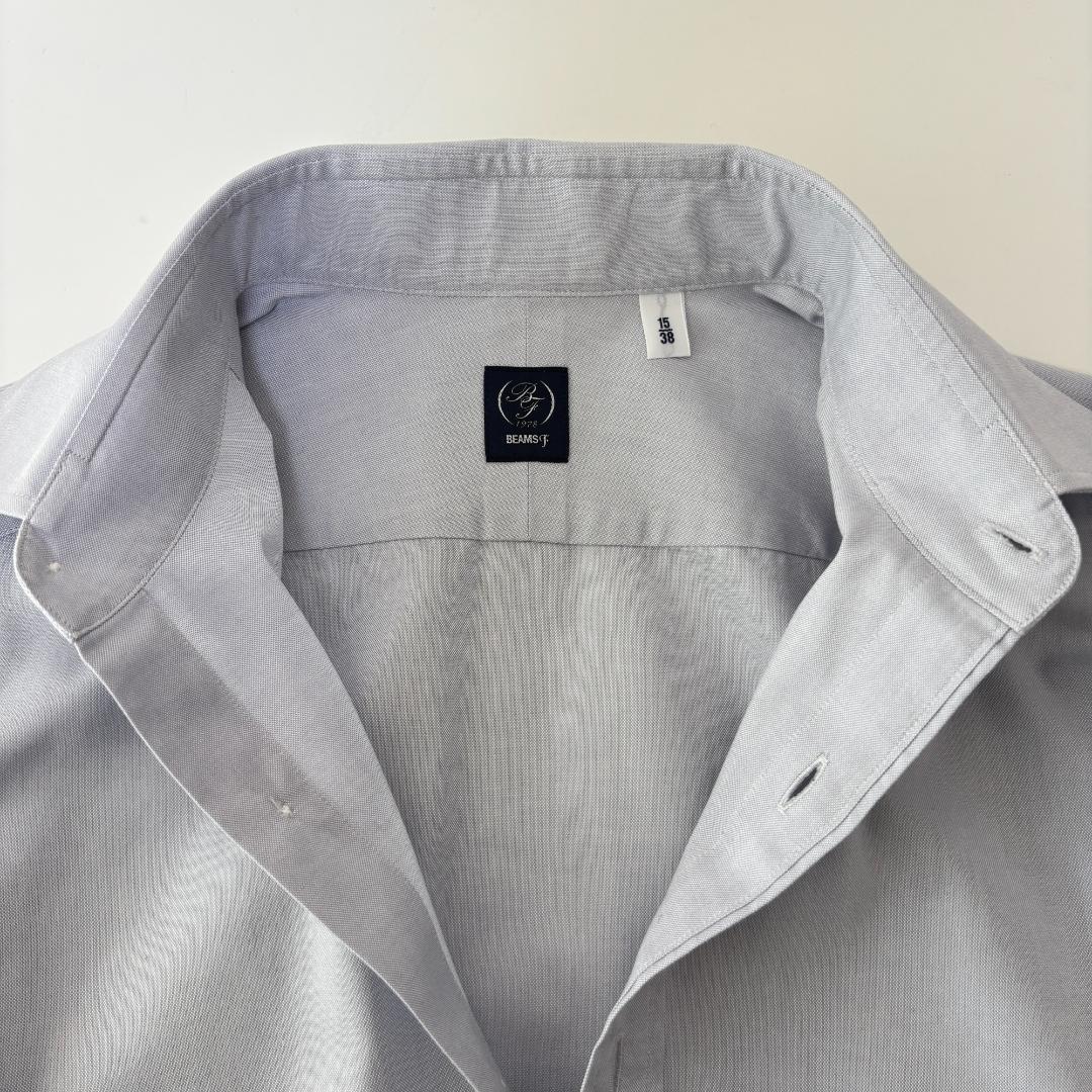 BEAMS F グレー シャンブレー タブカラーシャツ 38