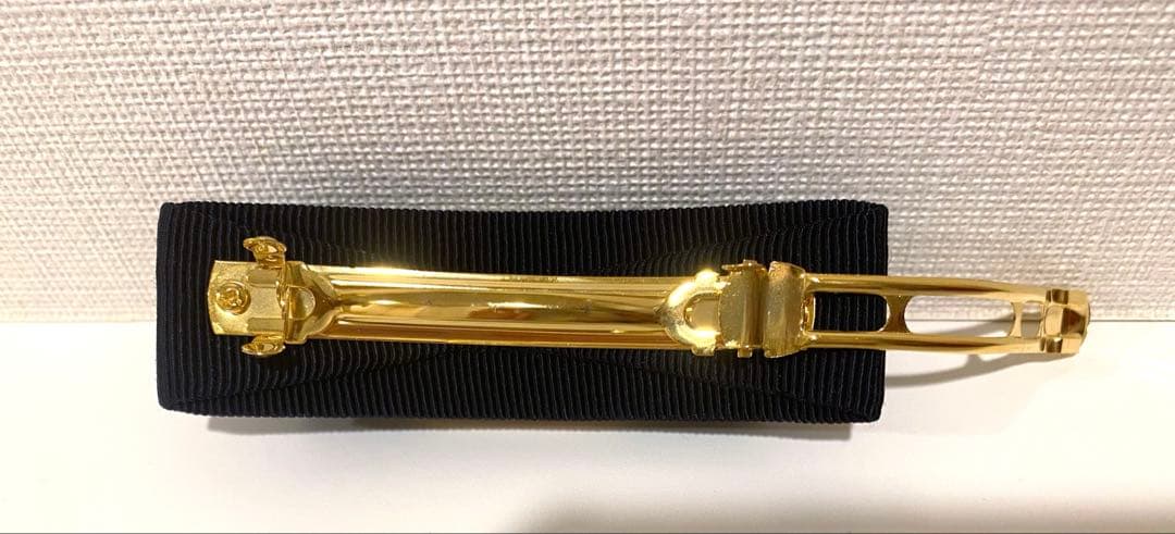 未使用Ferragamo フェラガモ ヴァラリボン バレッタ ネイビーゴールド