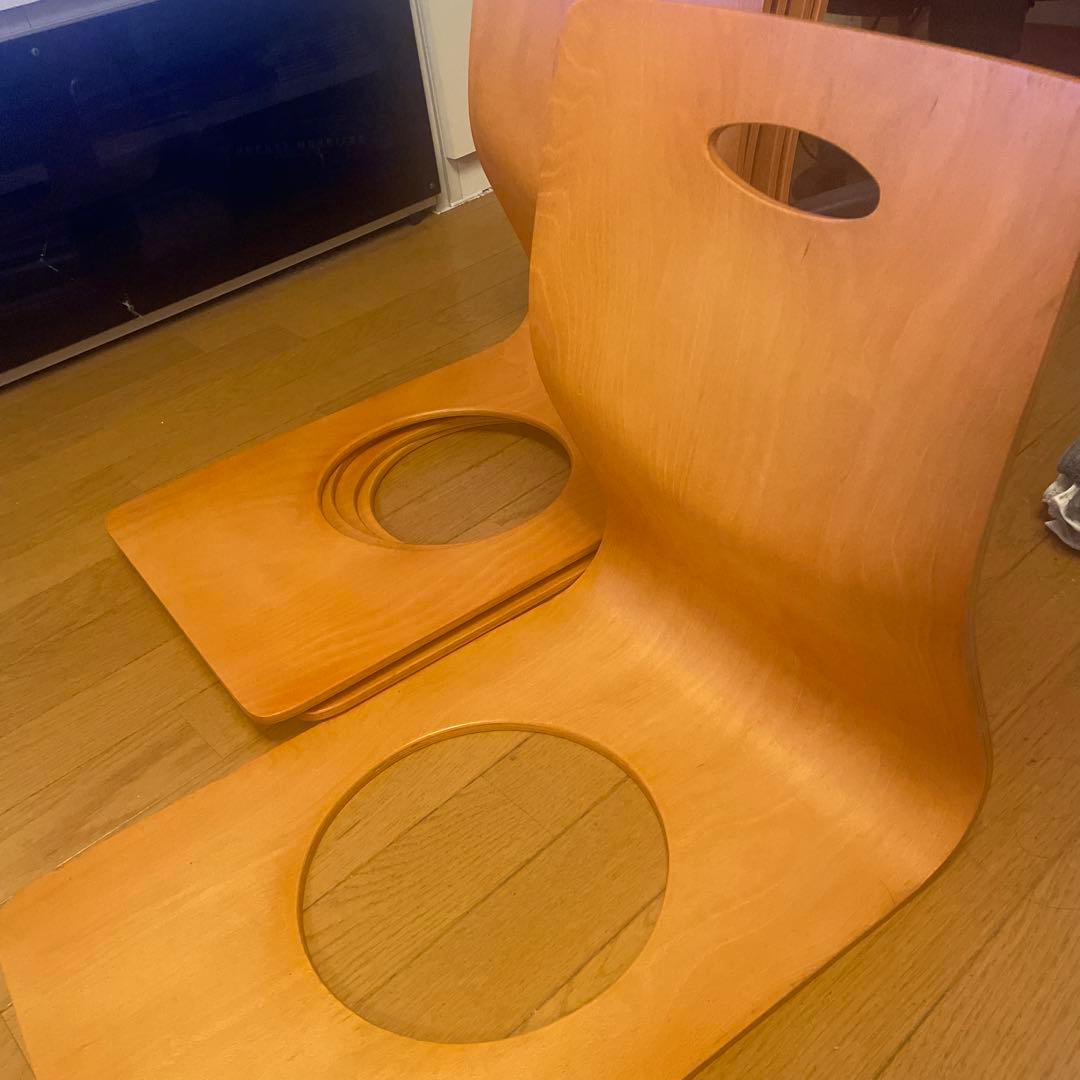 穴あきデザイン 木製座椅子　5脚