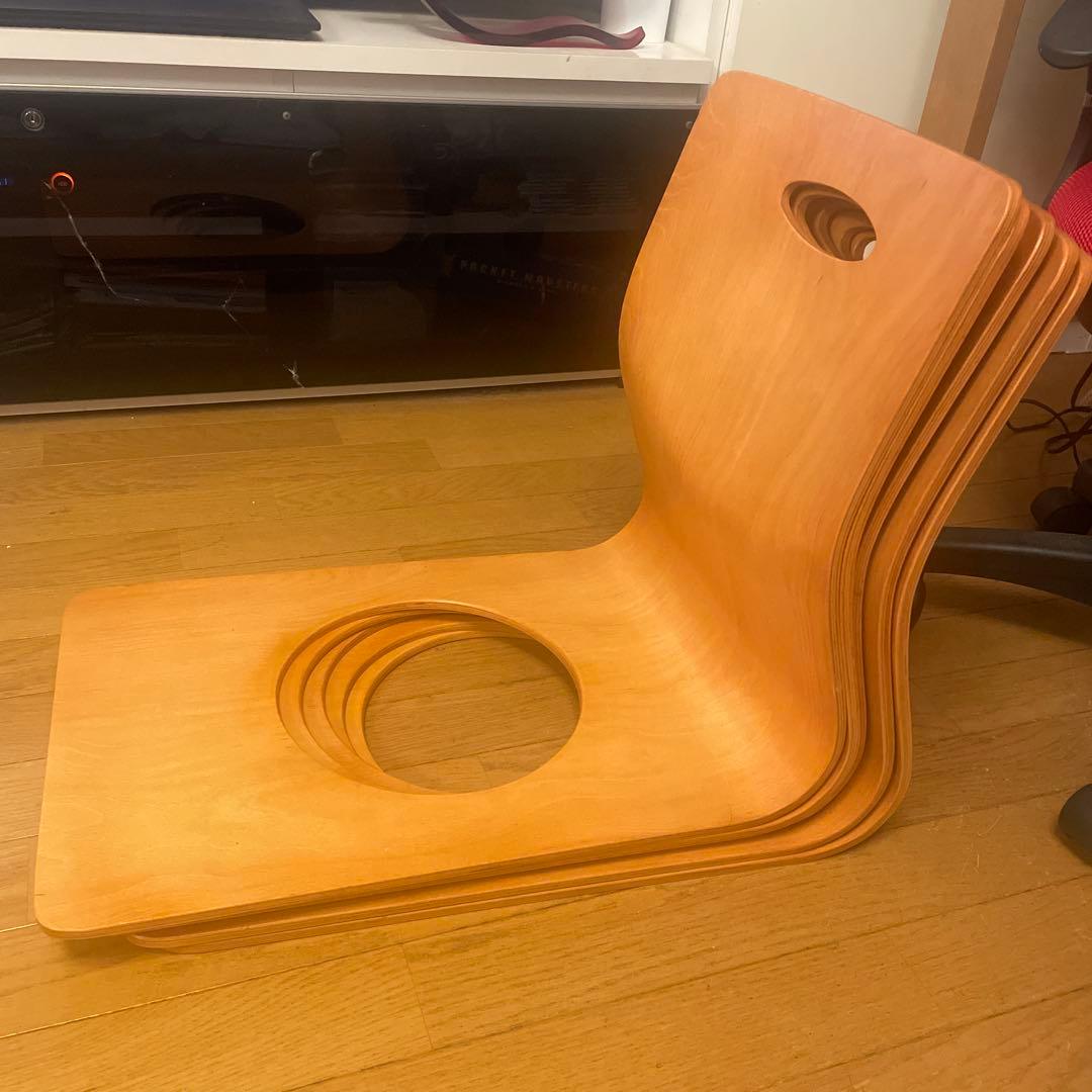 穴あきデザイン 木製座椅子　5脚