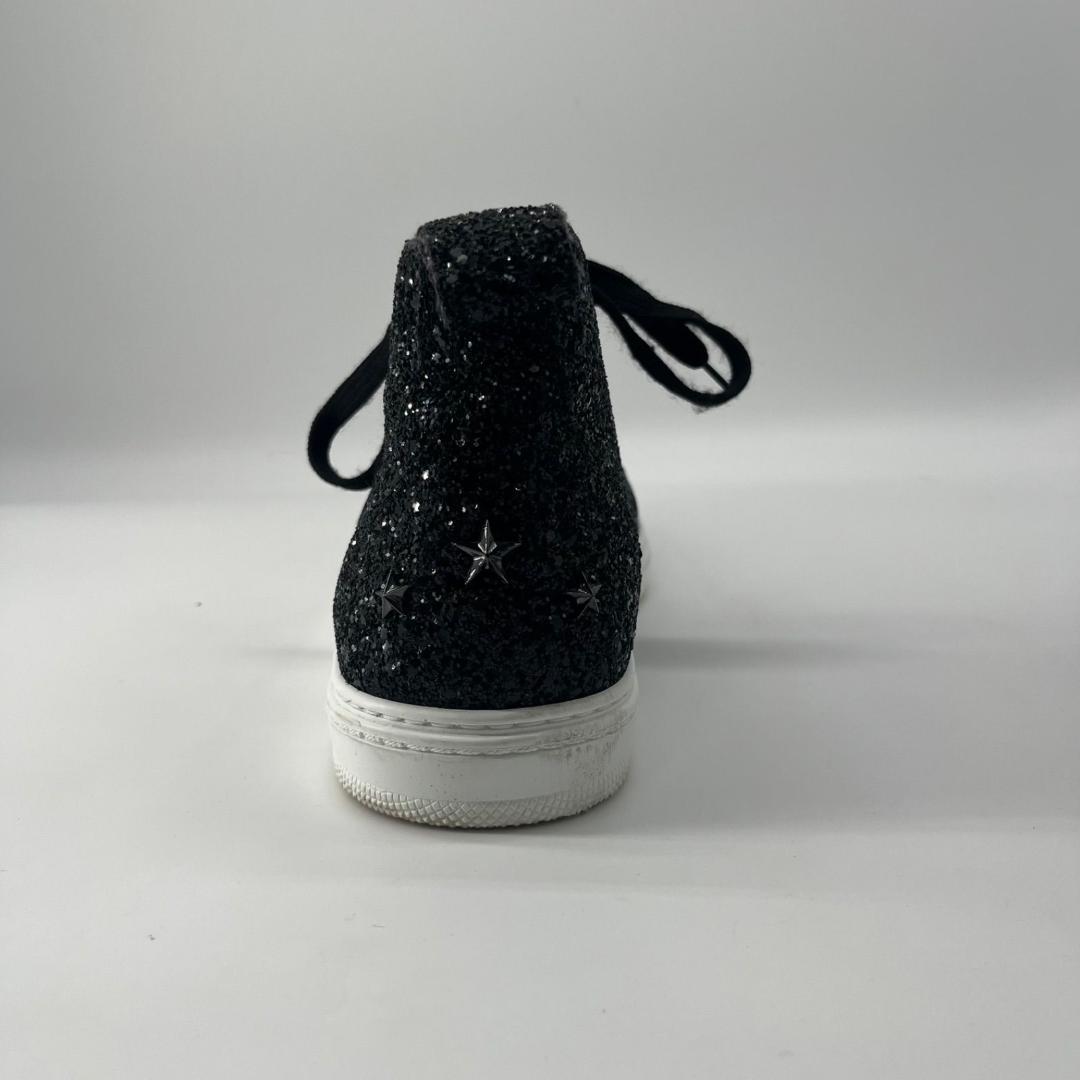 16153✨美品✨ジミーチュウ グリッター ラメ ハイカットスニーカー 黒 42