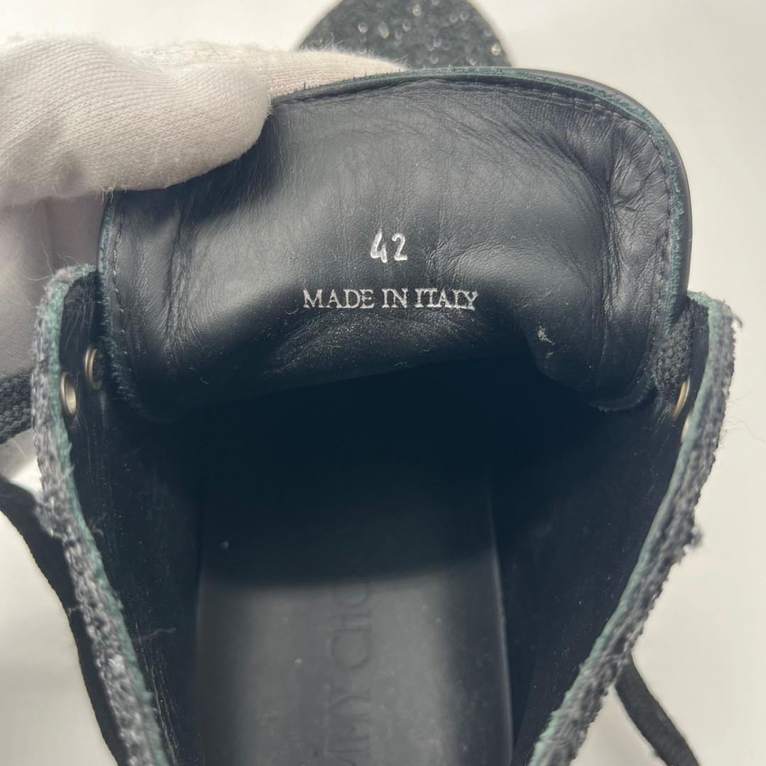 16153✨美品✨ジミーチュウ グリッター ラメ ハイカットスニーカー 黒 42