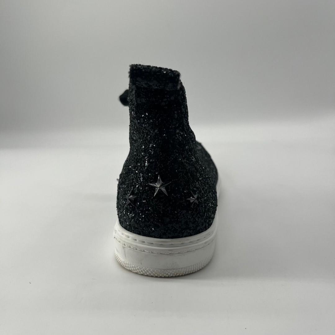 16153✨美品✨ジミーチュウ グリッター ラメ ハイカットスニーカー 黒 42