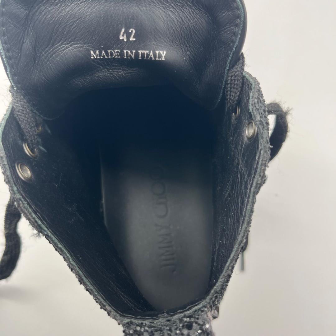 16153✨美品✨ジミーチュウ グリッター ラメ ハイカットスニーカー 黒 42