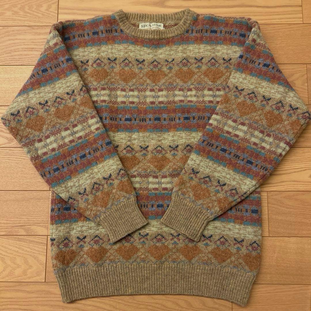 【MACALA STAIR】スコットランド製　ウール100%柄ニット