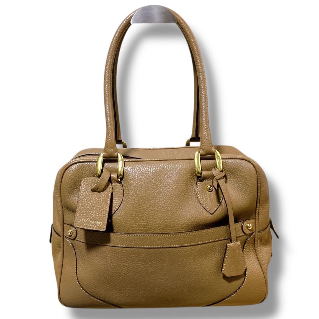 J&M DAVIDSON 肩掛け可 自立 ミア ボストンバッグ ライトブラウン