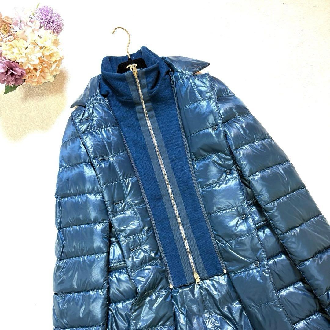 HERNOS レイヤードデザイン　ダウンジャケット　ネイビーグリーン系　42