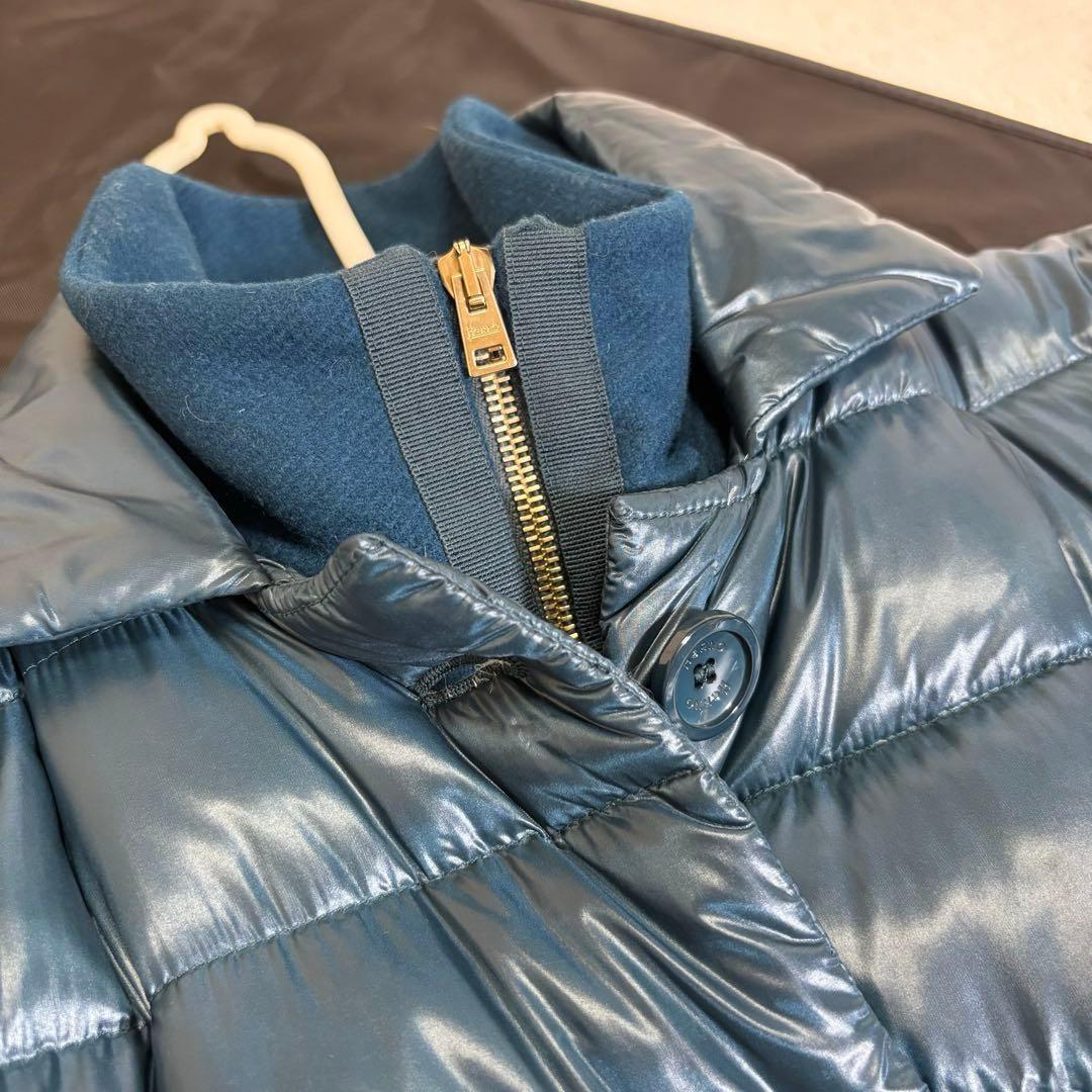 HERNOS レイヤードデザイン　ダウンジャケット　ネイビーグリーン系　42