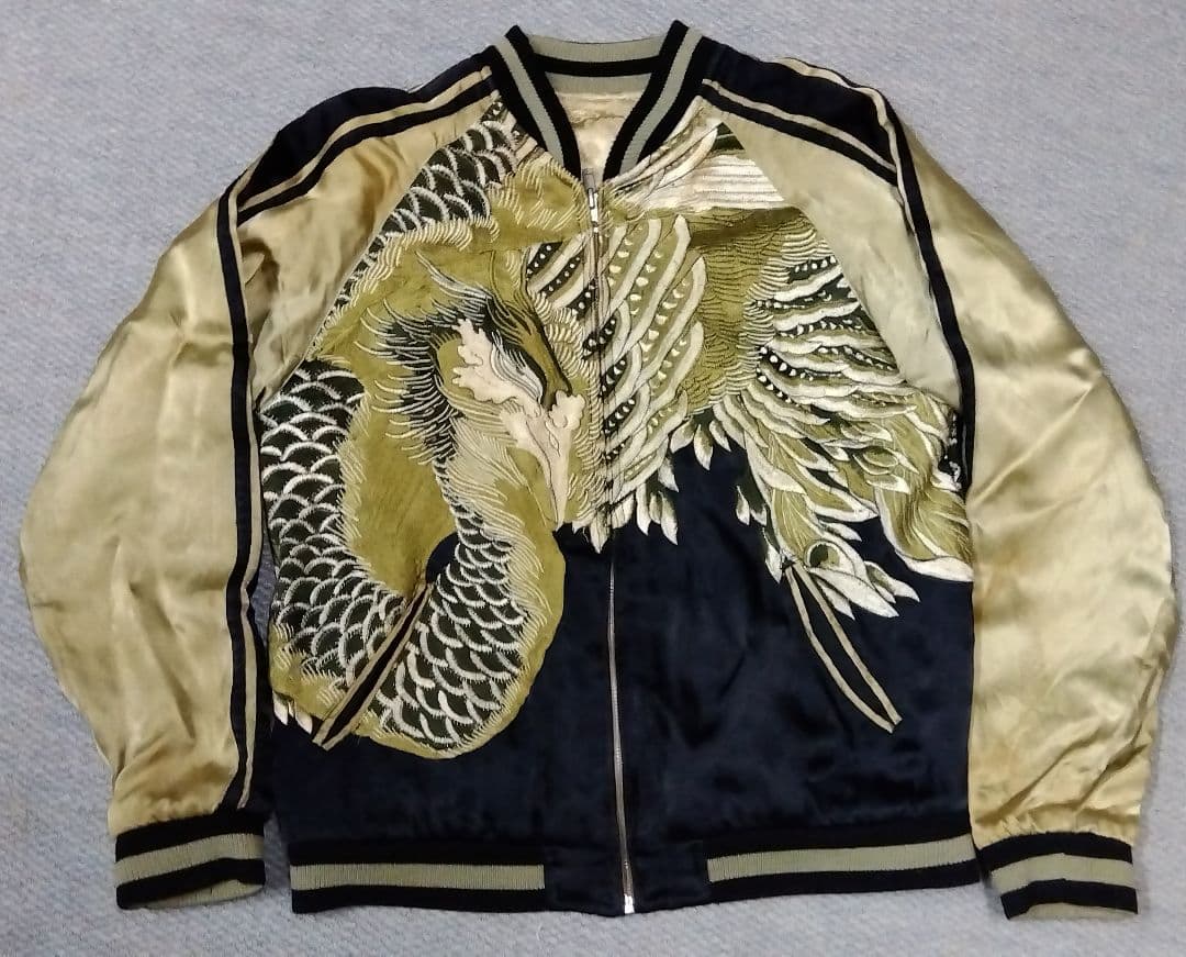 名作☆ 花旅楽団 スクリプト リバーシブルスカジャン 大鳳凰柄レーヨン製 M