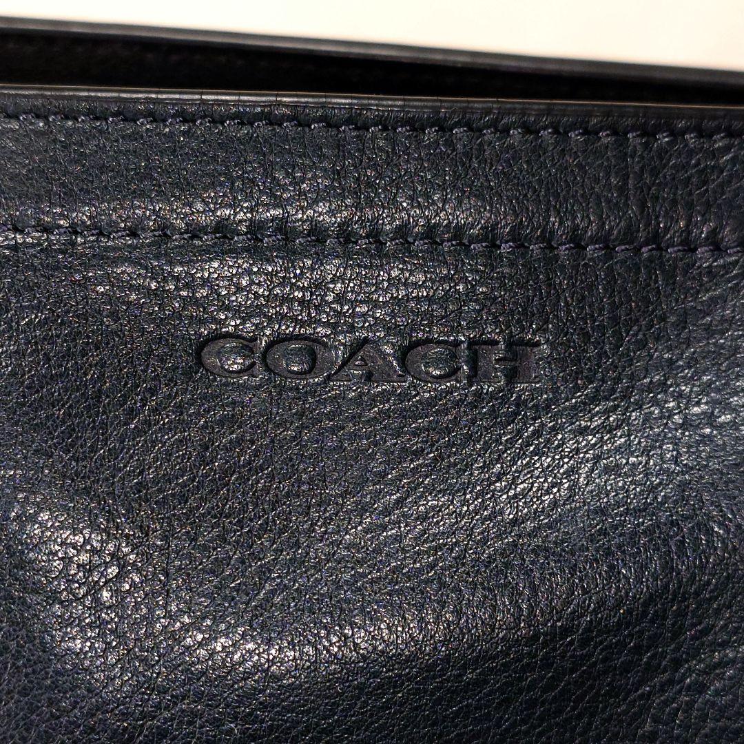 美品✨コーチ メンズ ビジネストートバッグ 2way 本革 ネイビー×ブラック