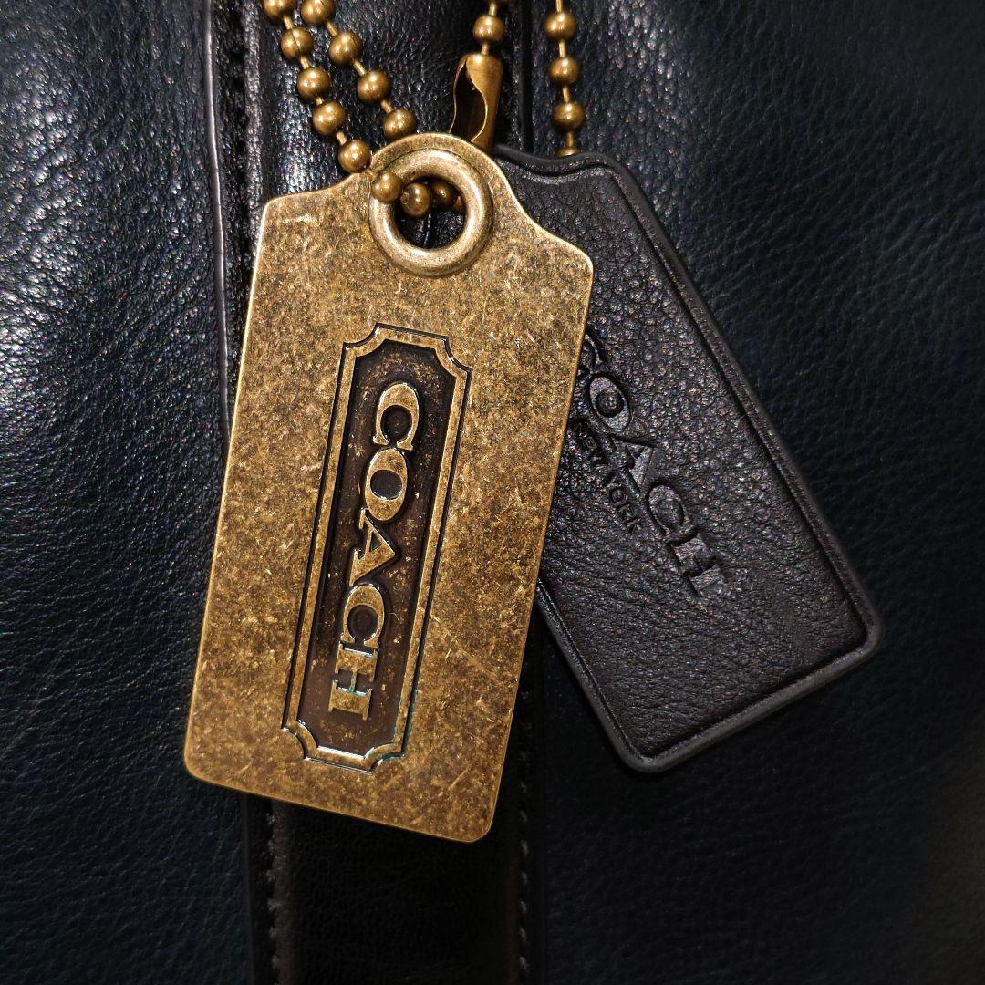 美品✨コーチ メンズ ビジネストートバッグ 2way 本革 ネイビー×ブラック