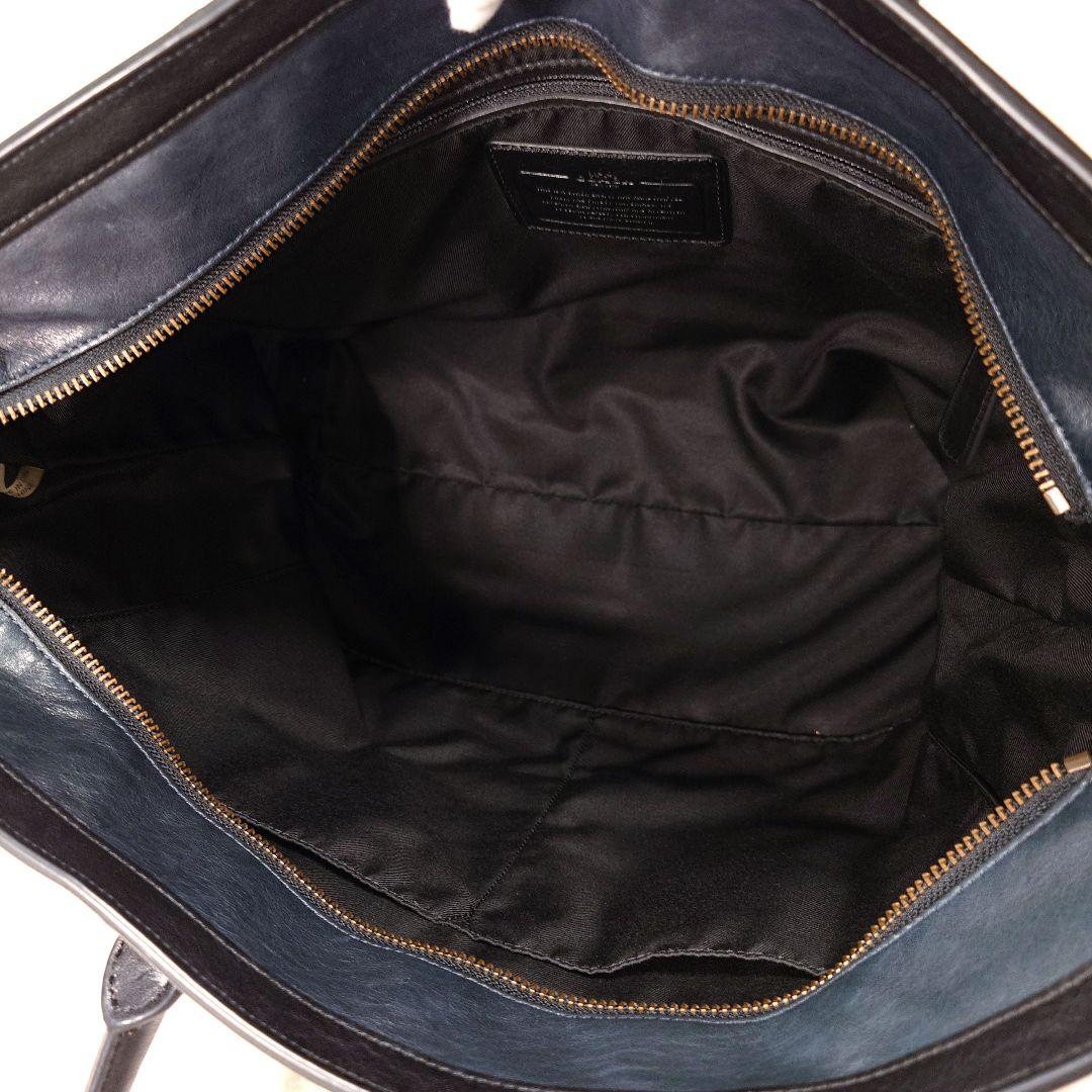 美品✨コーチ メンズ ビジネストートバッグ 2way 本革 ネイビー×ブラック