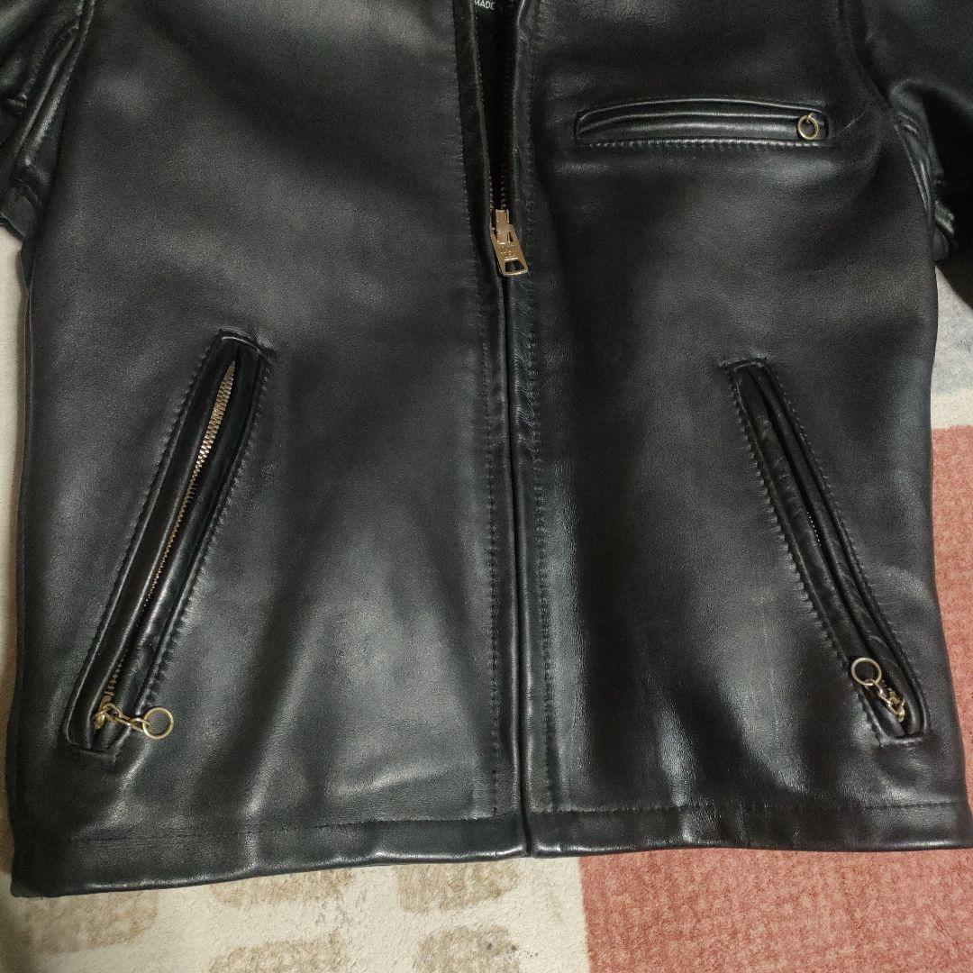 美品　別注希少モデル　短丈ゴールドジップ　643E Schott　襟付３４