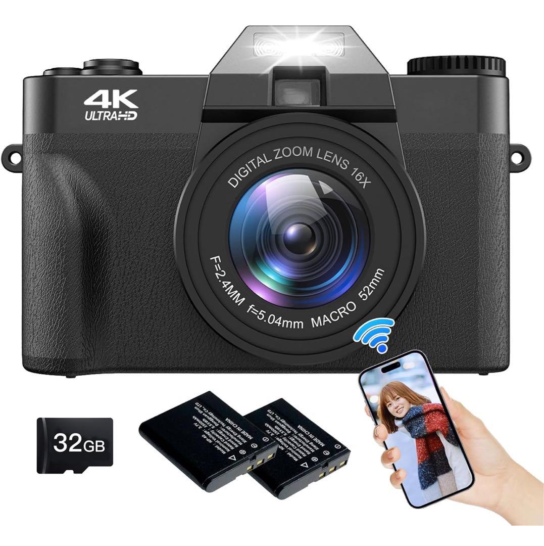 4Kデジタルカメラ 4800万画素 180度回転可能なディスプレイ