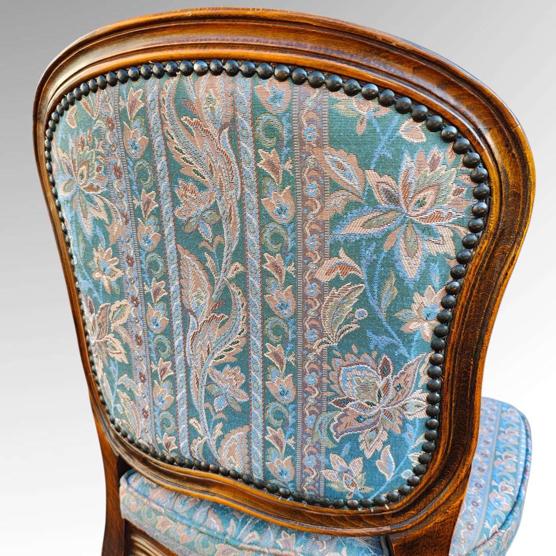 松永工房 IDC大塚家具 ヴィンテージ 猫脚 鋲打ち 花柄 ドレッサー チェア