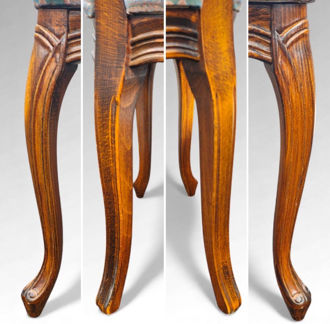 松永工房 IDC大塚家具 ヴィンテージ 猫脚 鋲打ち 花柄 ドレッサー チェア