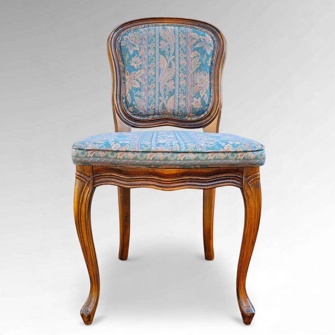 松永工房 IDC大塚家具 ヴィンテージ 猫脚 鋲打ち 花柄 ドレッサー チェア