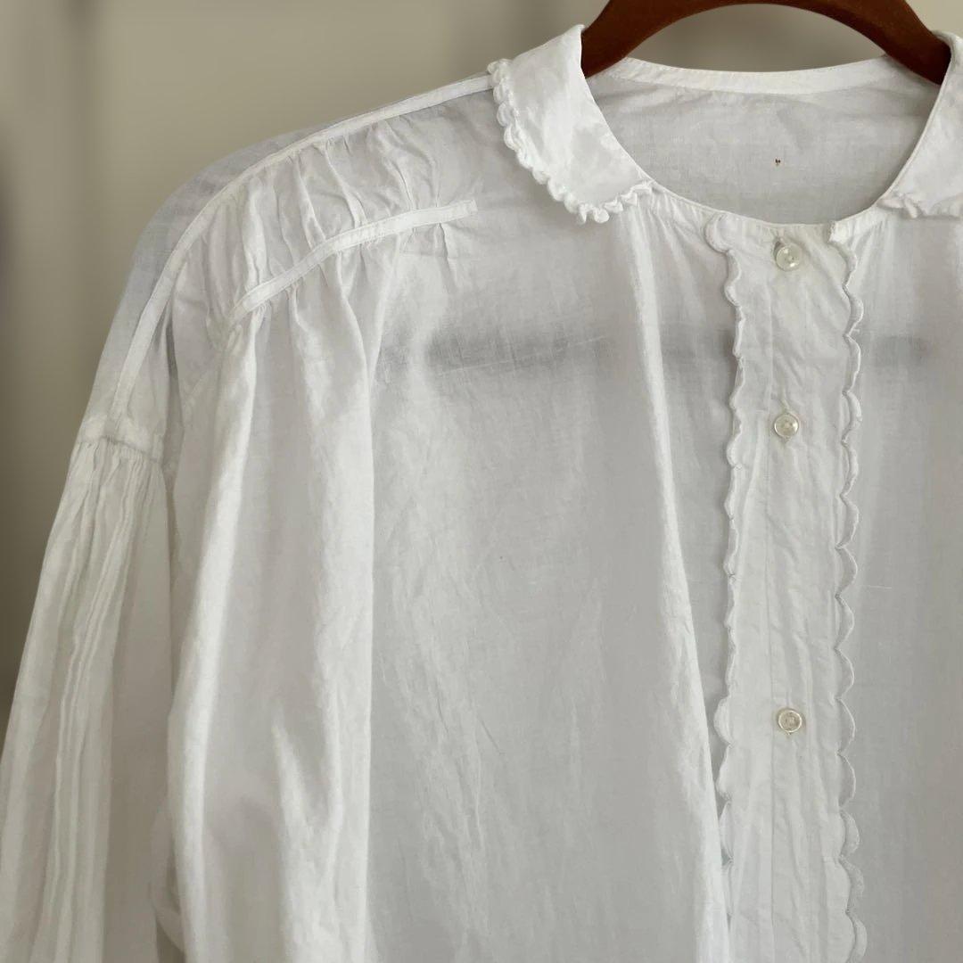 france antique blouse scallop手刺繍
