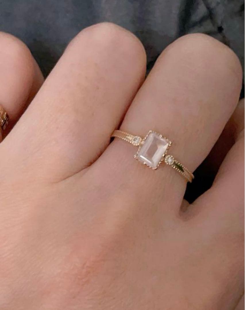 シエナスクエアクォーツローズk10リング廃盤