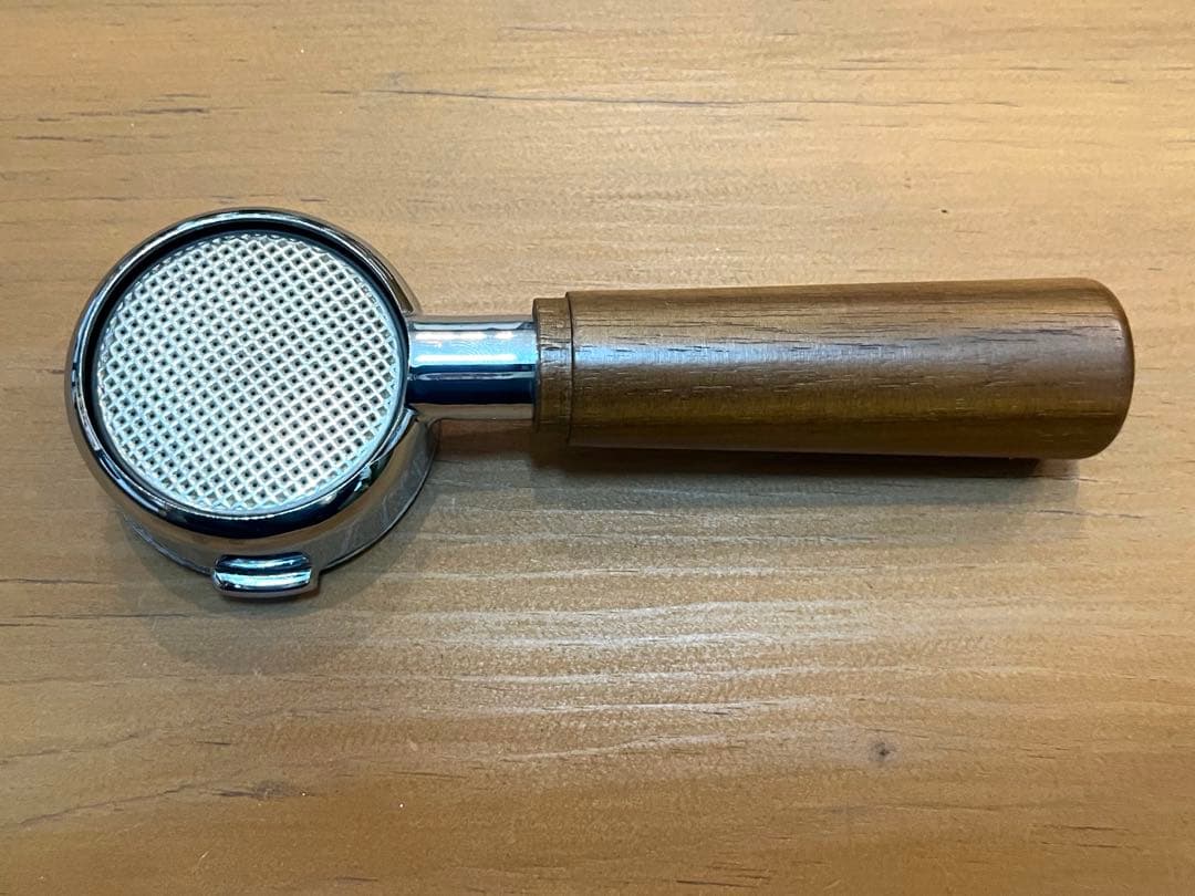 【中古品】La Pavoni 49mmボトムレスフィルター　ウッドハンドル