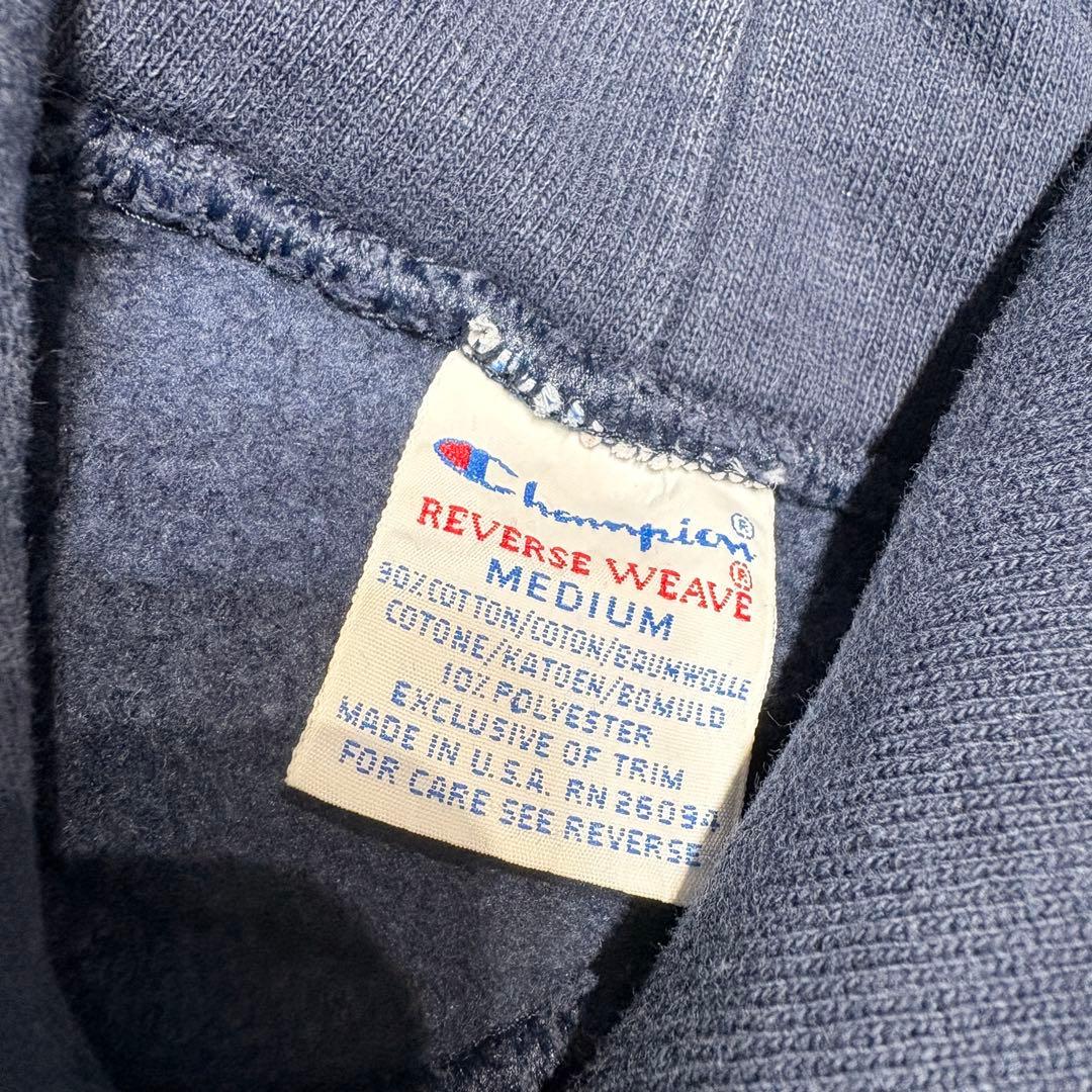 90s USA製 リバースウィーブ パーカー チャンピオン ネイビー スウェット