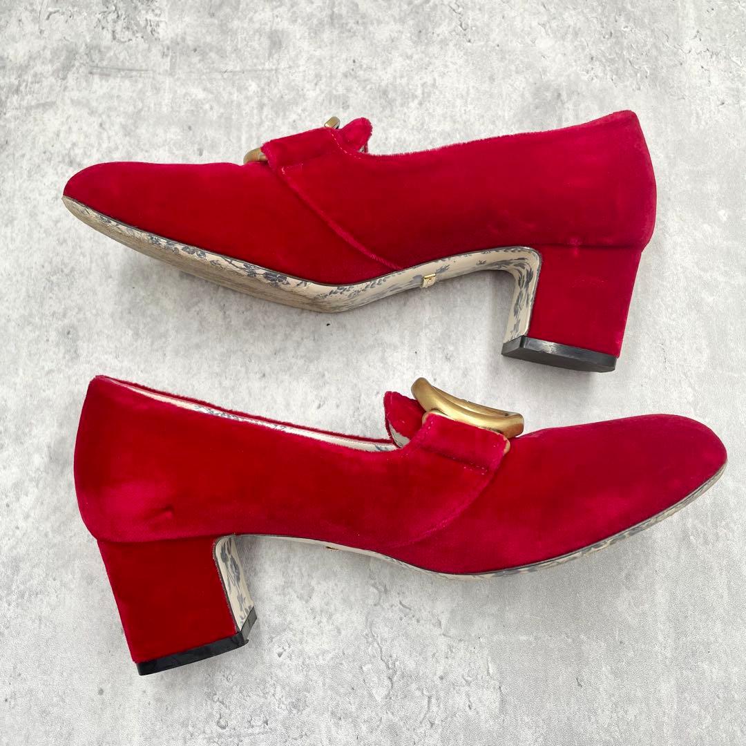 l*v様 ✳︎良品✳︎グッチGUCCI マーモント ベルベット レッド ゴールド