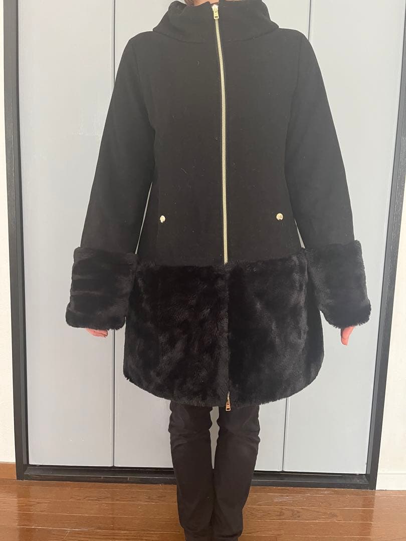 年末お値下げ！HERNO ファーコート　ブラック