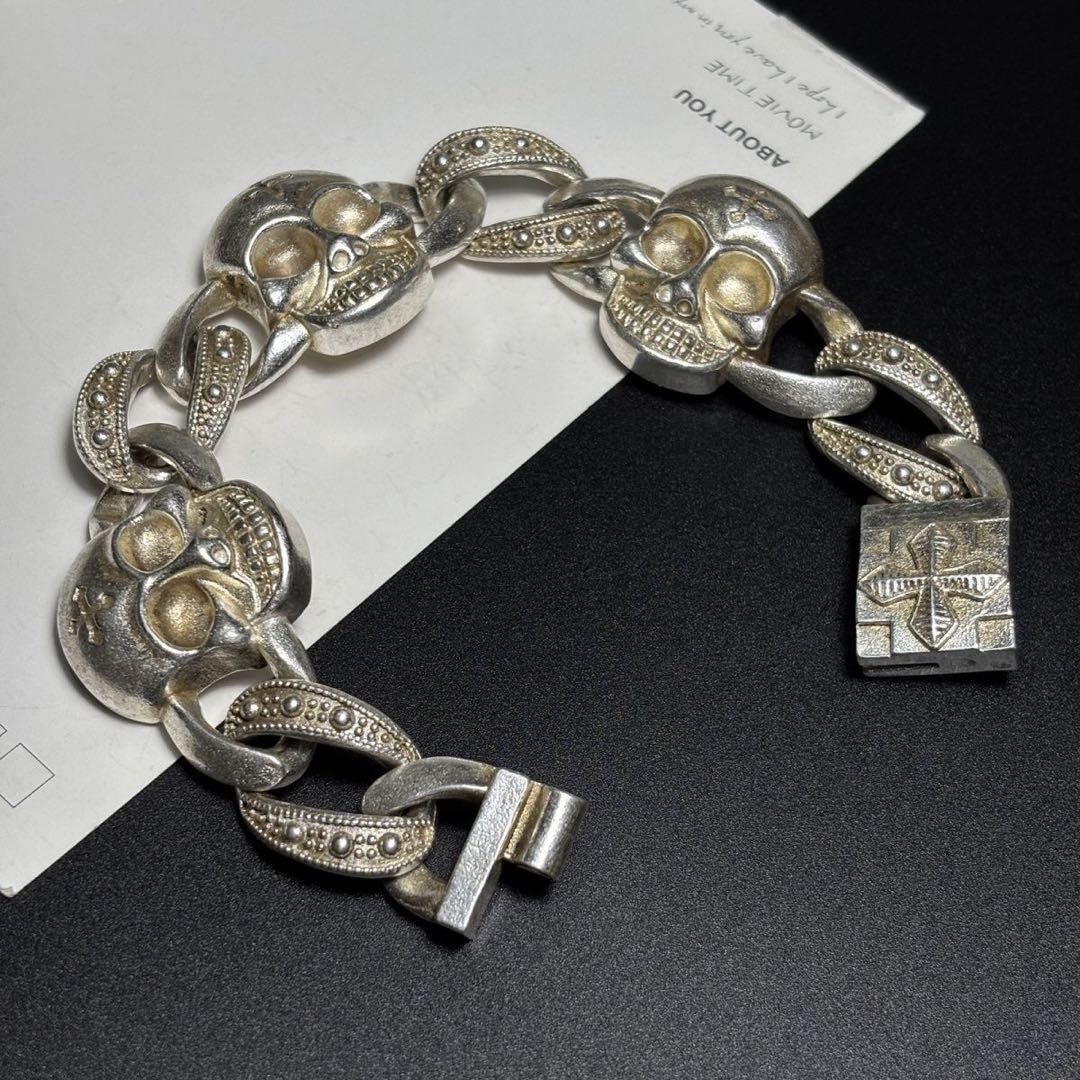 925 スカルデザイン シルバーブレスレット トレトロ Vintage