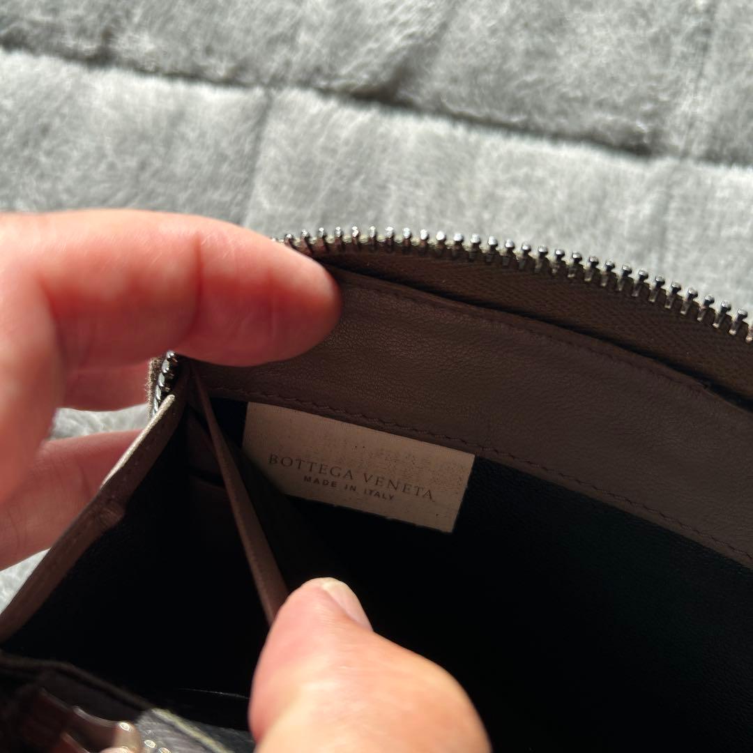 BOTTEGA VENETA グレー レザー 長財布 編み込みデザイン