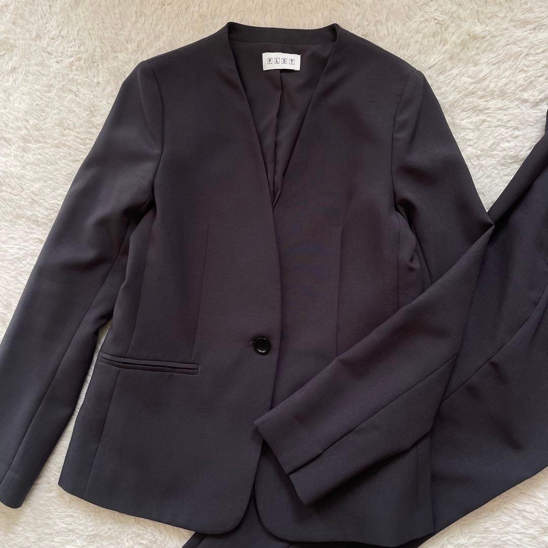 PLST プレミアムオックスカラーレスジャケット&パンツ スーツ 小さめサイズ